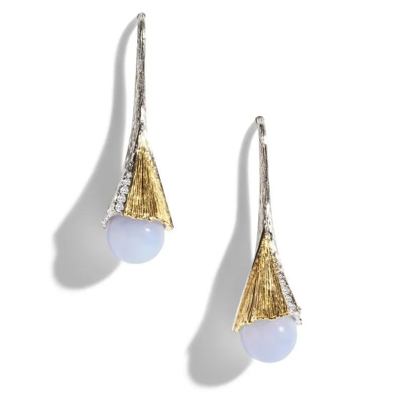 Butterfly Ginkgo Earrings with Chalcedony and Diamonds made by Michael Aram