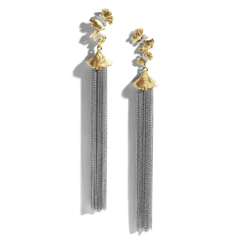 Butterfly Ginkgo Tassel Earrings with Diamonds made by Michael Aram