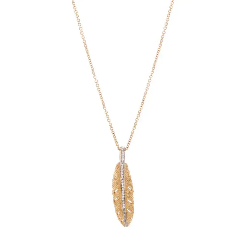 Feather 37mm Pendant Necklace with Diamonds made by Michael Aram