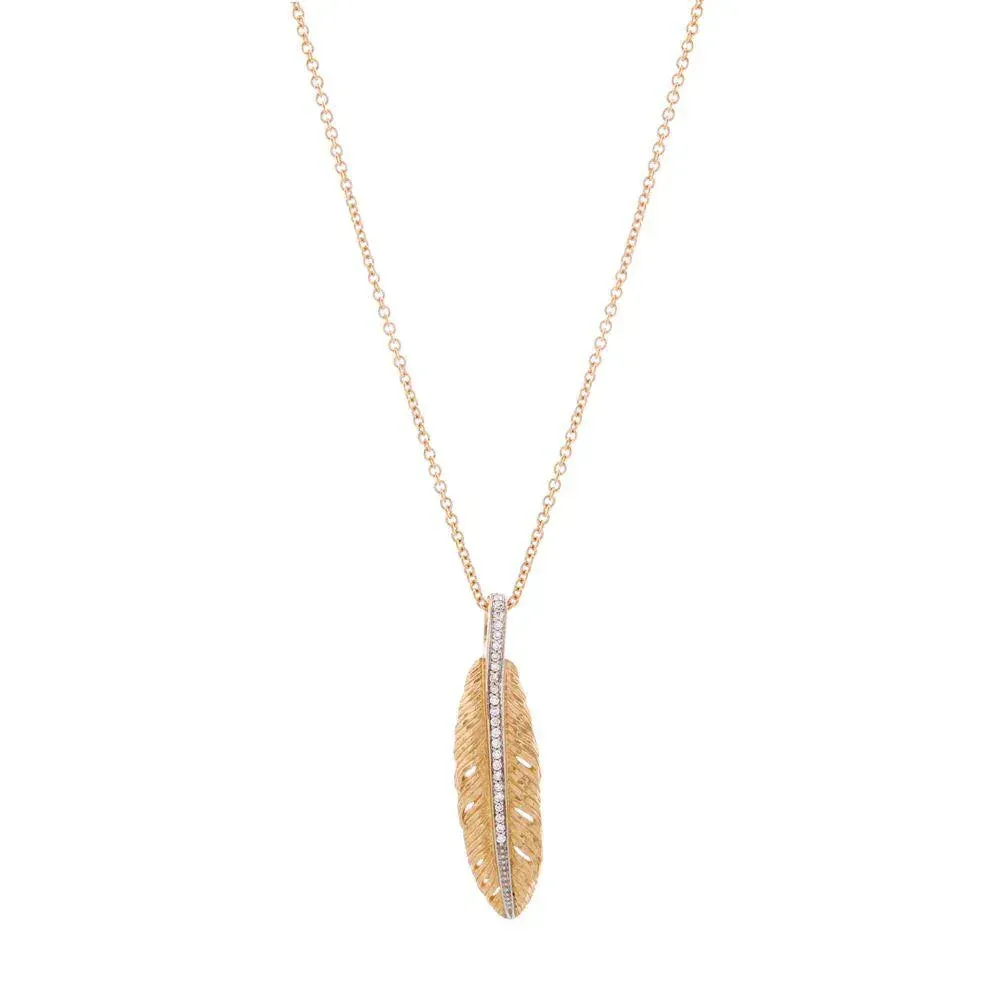 Feather 37mm Pendant Necklace with Diamonds sold by Michael Aram