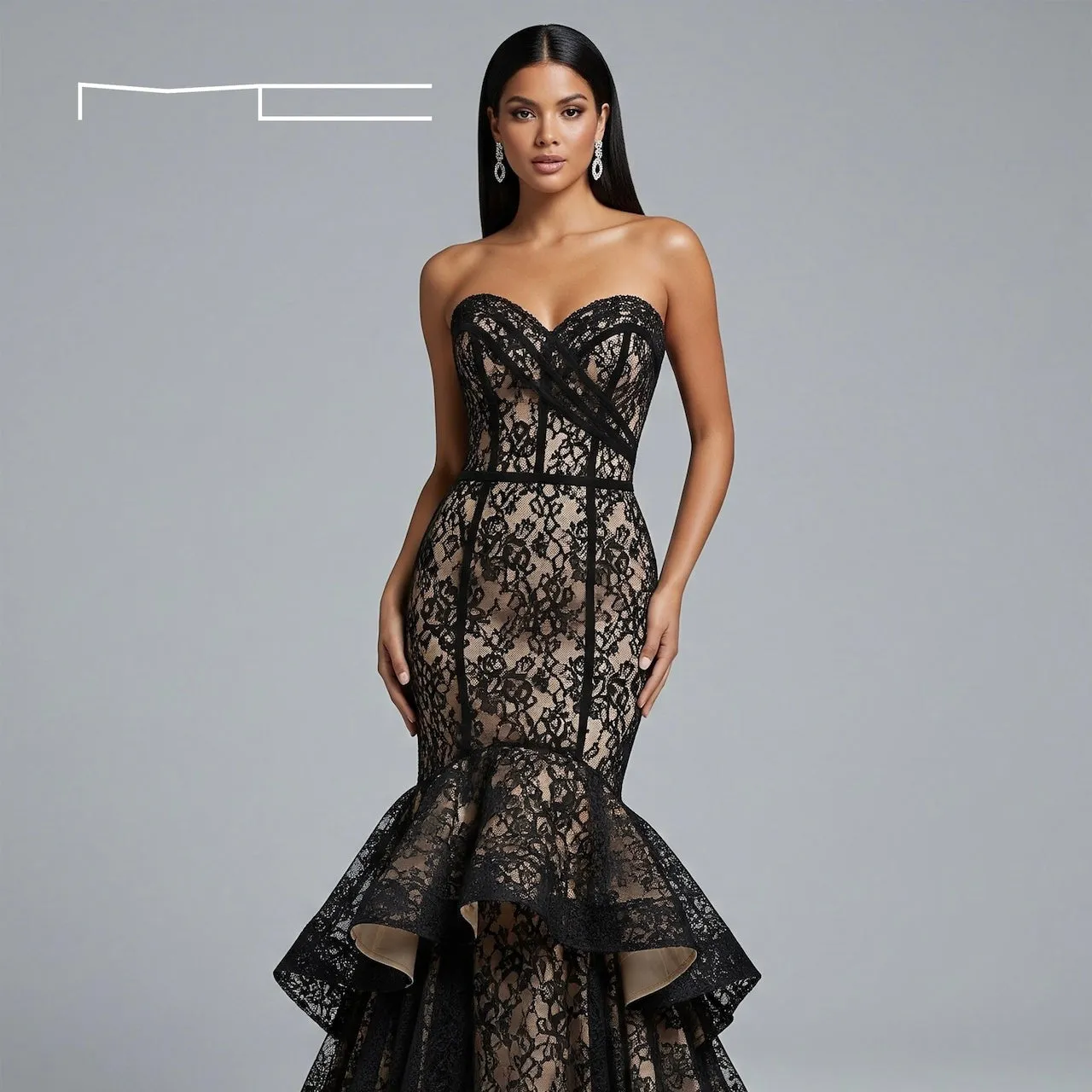 Black Lace Sweetheart Gown 1 sold by Michael Costello