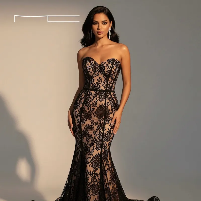 Black Lace Sweetheart Gown 9 sold by Michael Costello