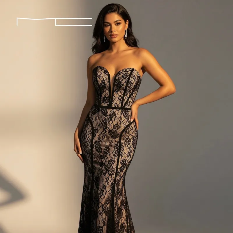 Black Lace Sweetheart Gown 8 sold by Michael Costello