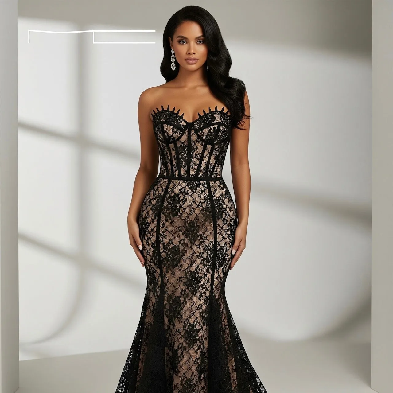 Black Lace Sweetheart Gown 7 sold by Michael Costello