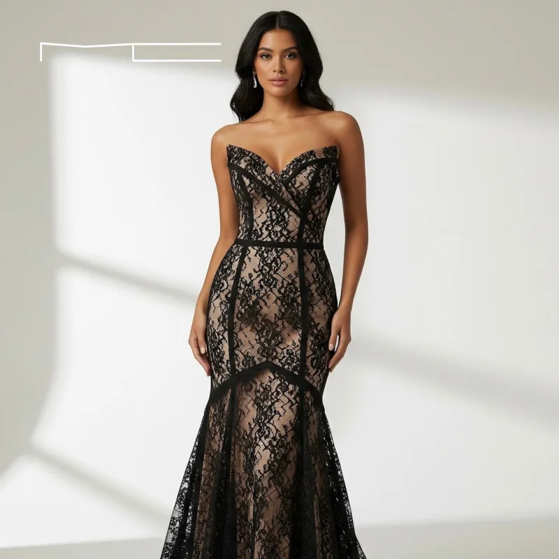 Black Lace Sweetheart Gown 5 sold by Michael Costello