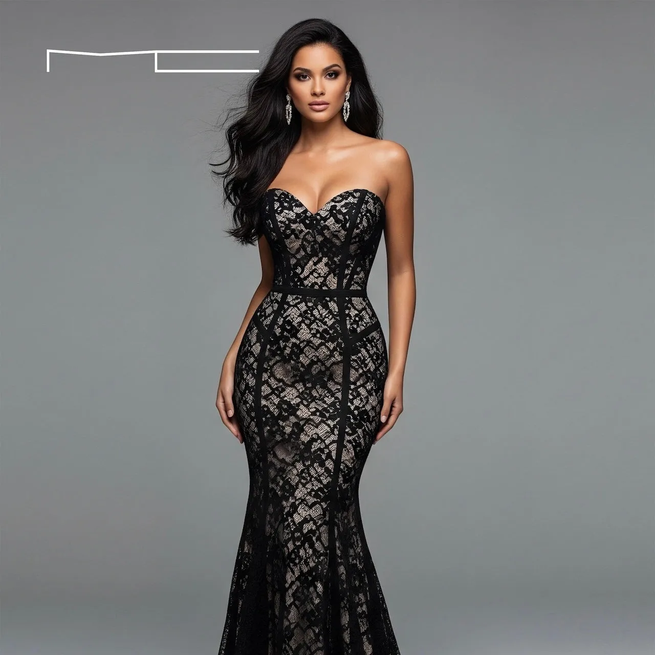 Black Lace Sweetheart Gown 4 sold by Michael Costello