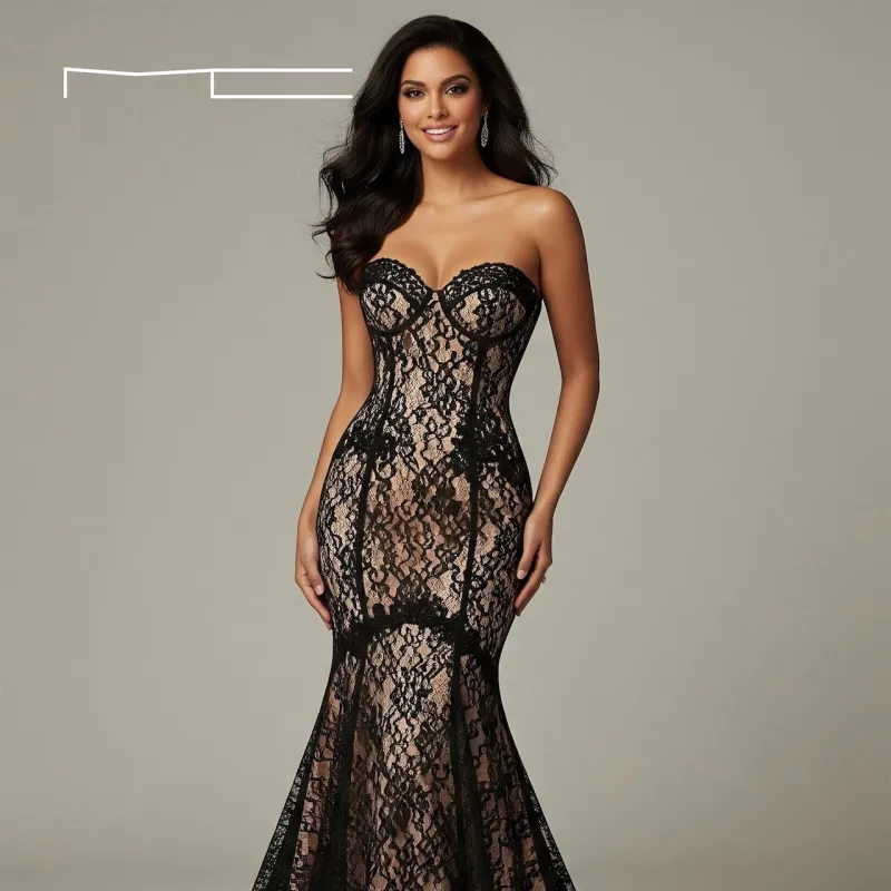 Black Lace Sweetheart Gown 3 sold by Michael Costello