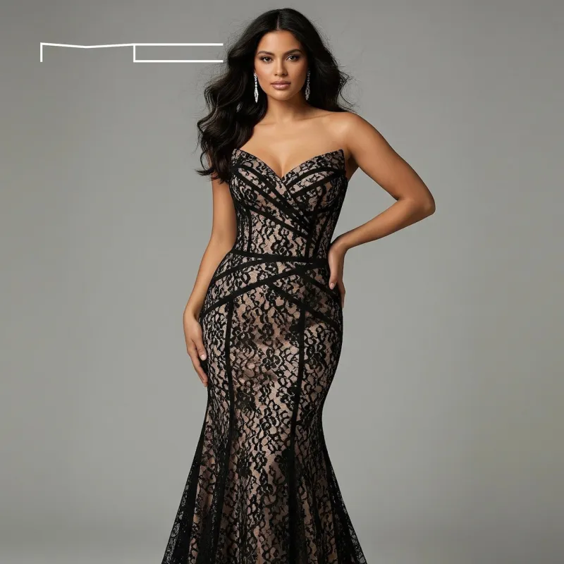 Black Lace Sweetheart Gown 2 sold by Michael Costello