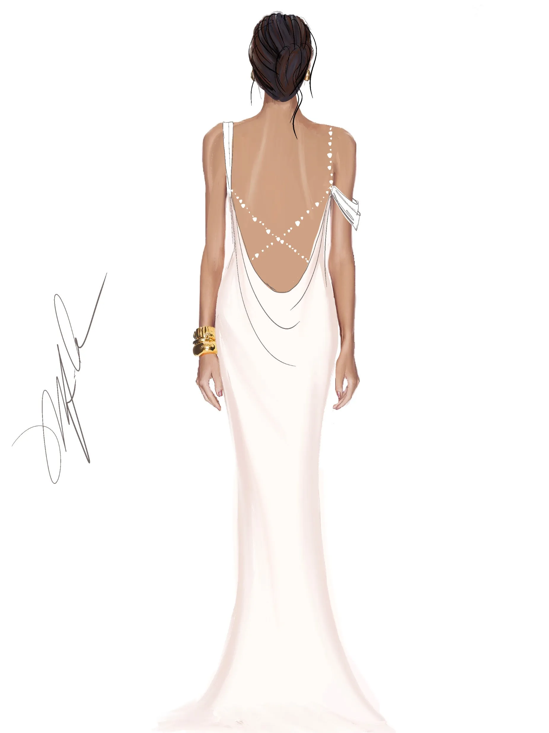 Cowl Sweetheart Gown sold by Michael Costello product image thumbnail 3
