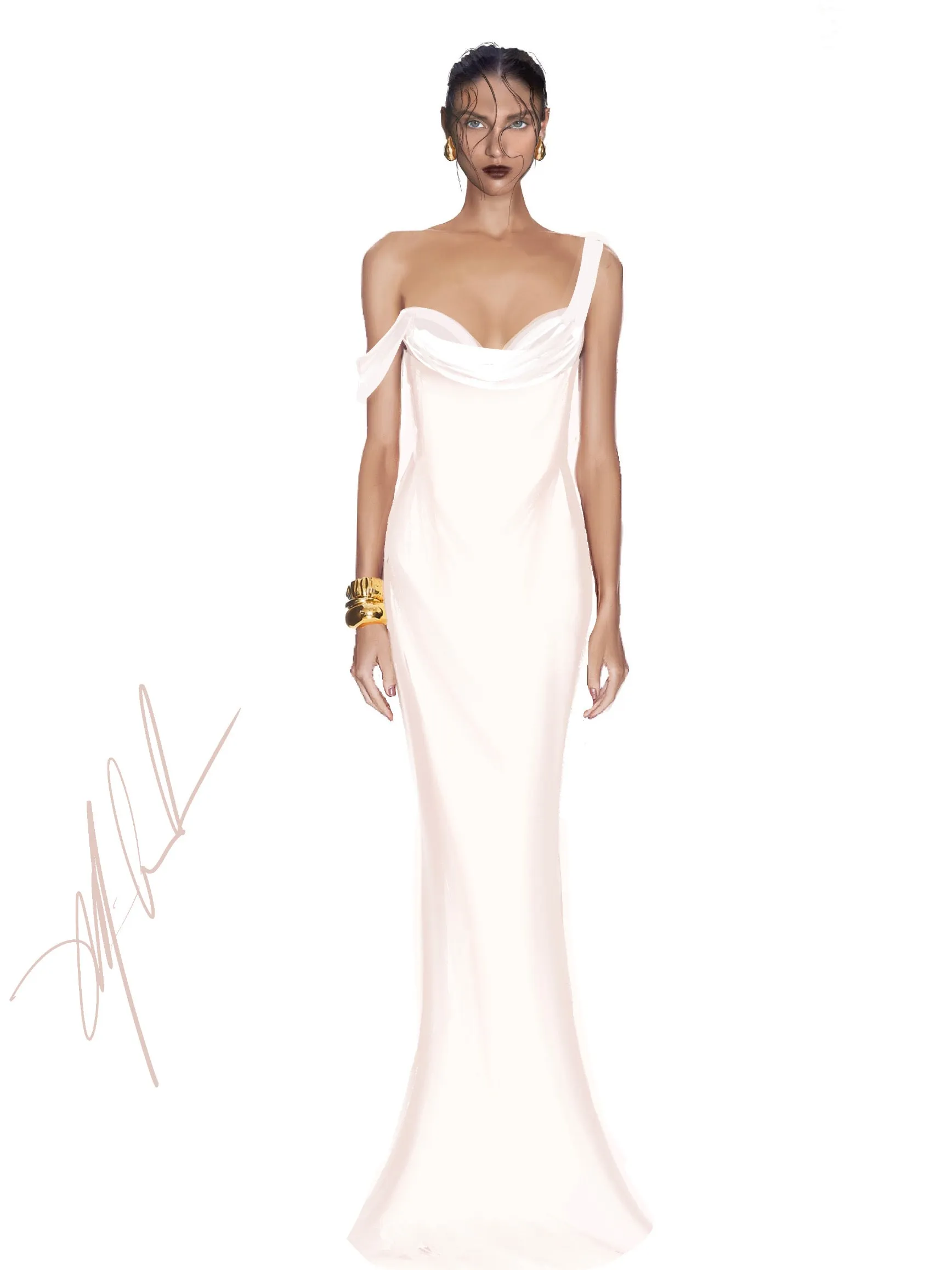 Cowl Sweetheart Gown sold by Michael Costello product image thumbnail 2