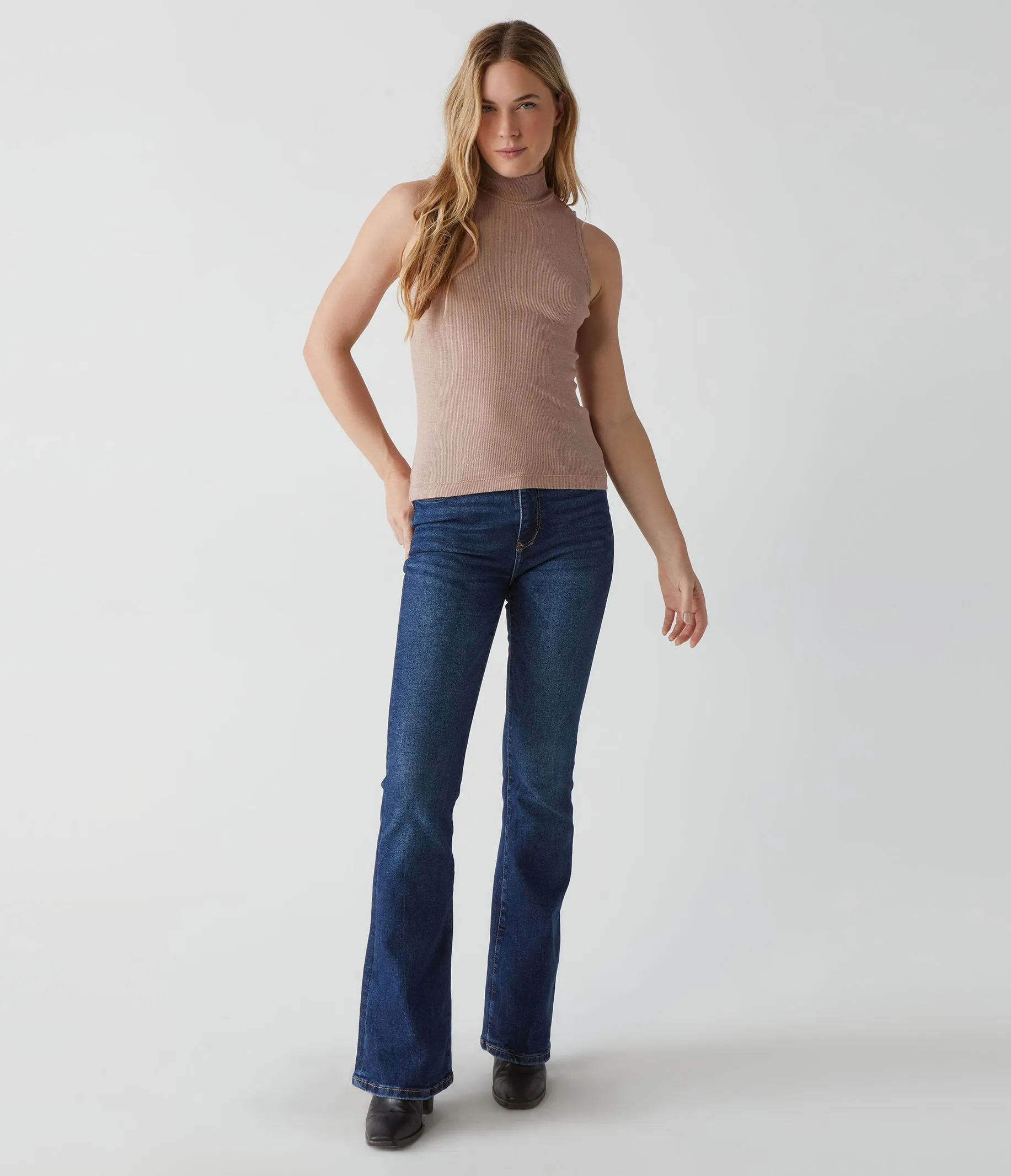 Lino Shine Mock Neck Tank sold by Michael Stars product image thumbnail 2