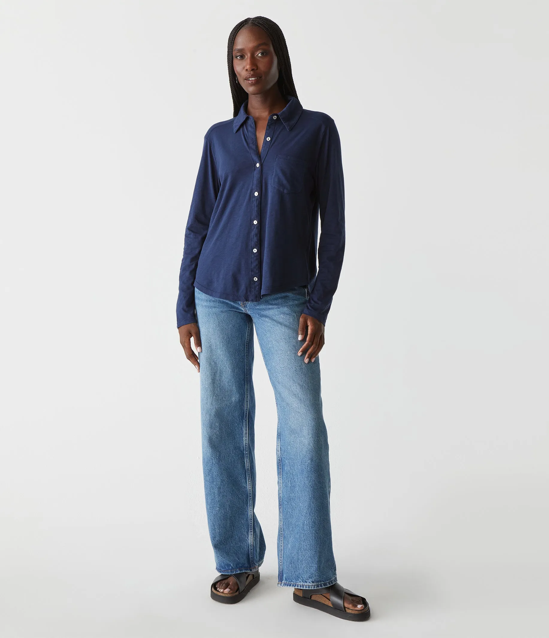 Ayla Button Down Knit Shirt sold by Michael Stars product image thumbnail 2