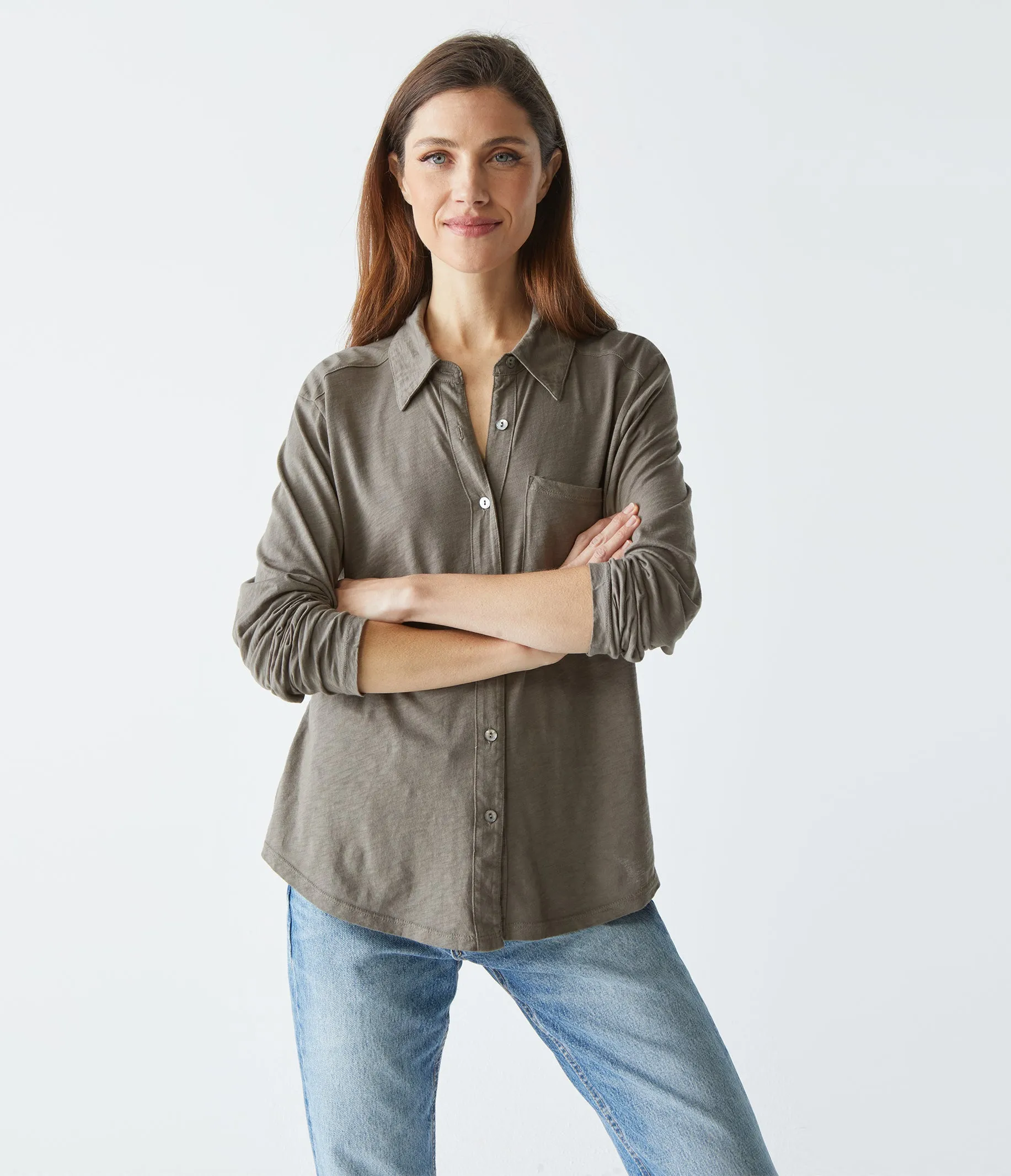 Ayla Button Down Knit Shirt sold by Michael Stars product image thumbnail 5