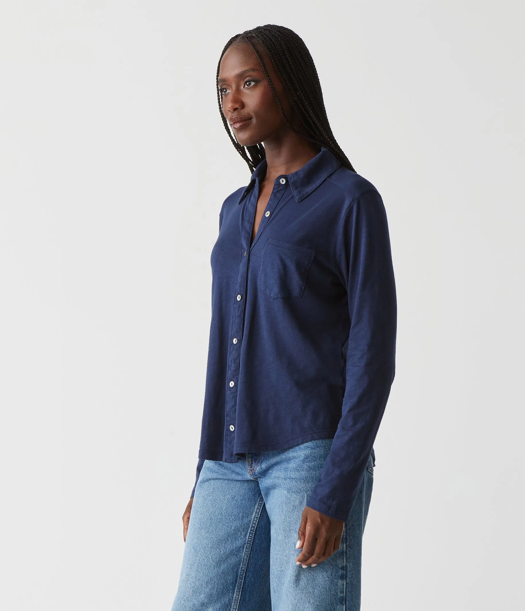 Ayla Button Down Knit Shirt sold by Michael Stars product image thumbnail 3