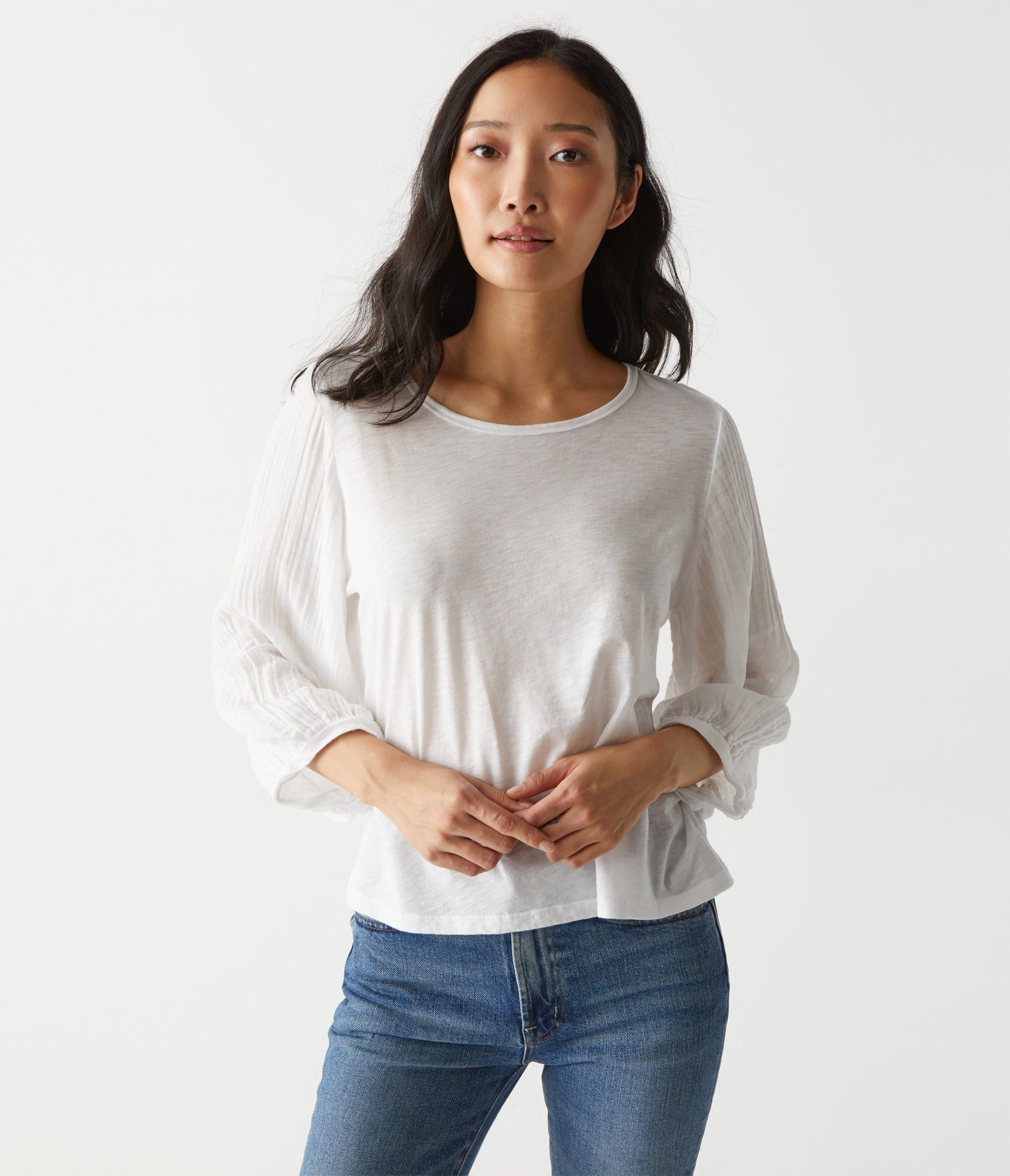 Iliana Fabric Mixed Top sold by Michael Stars