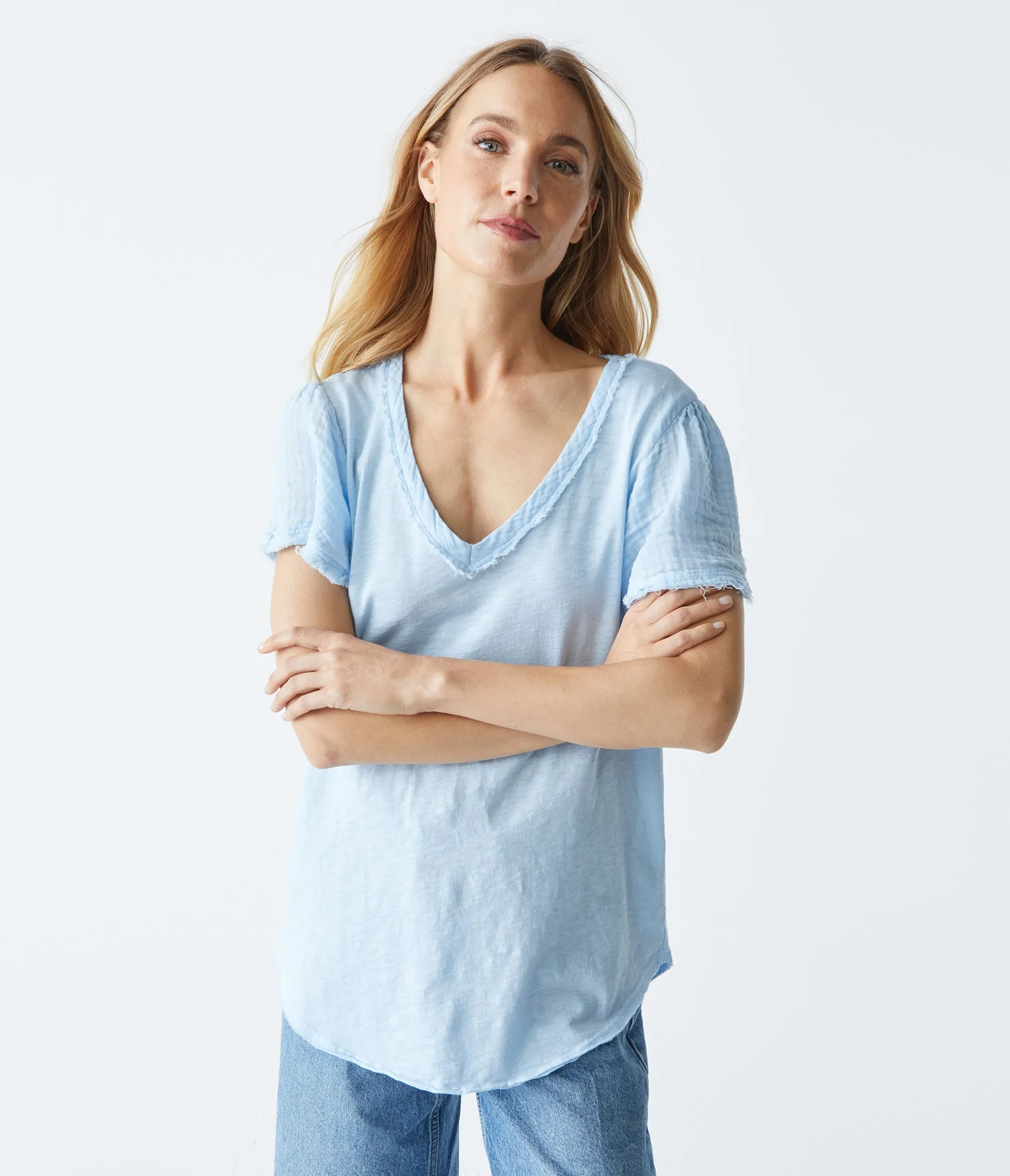 Tate Mixed Fabric Tee sold by Michael Stars product image thumbnail 5