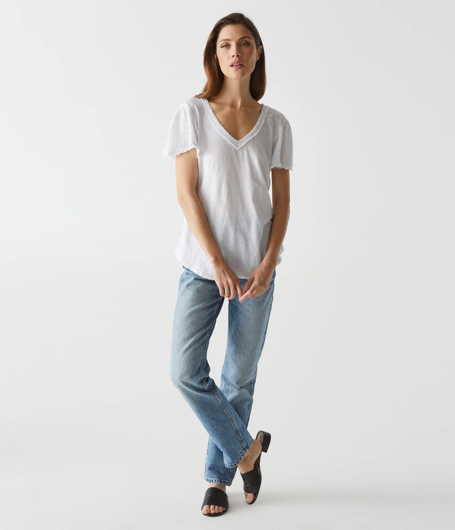 Tate Mixed Fabric Tee sold by Michael Stars product image thumbnail 2