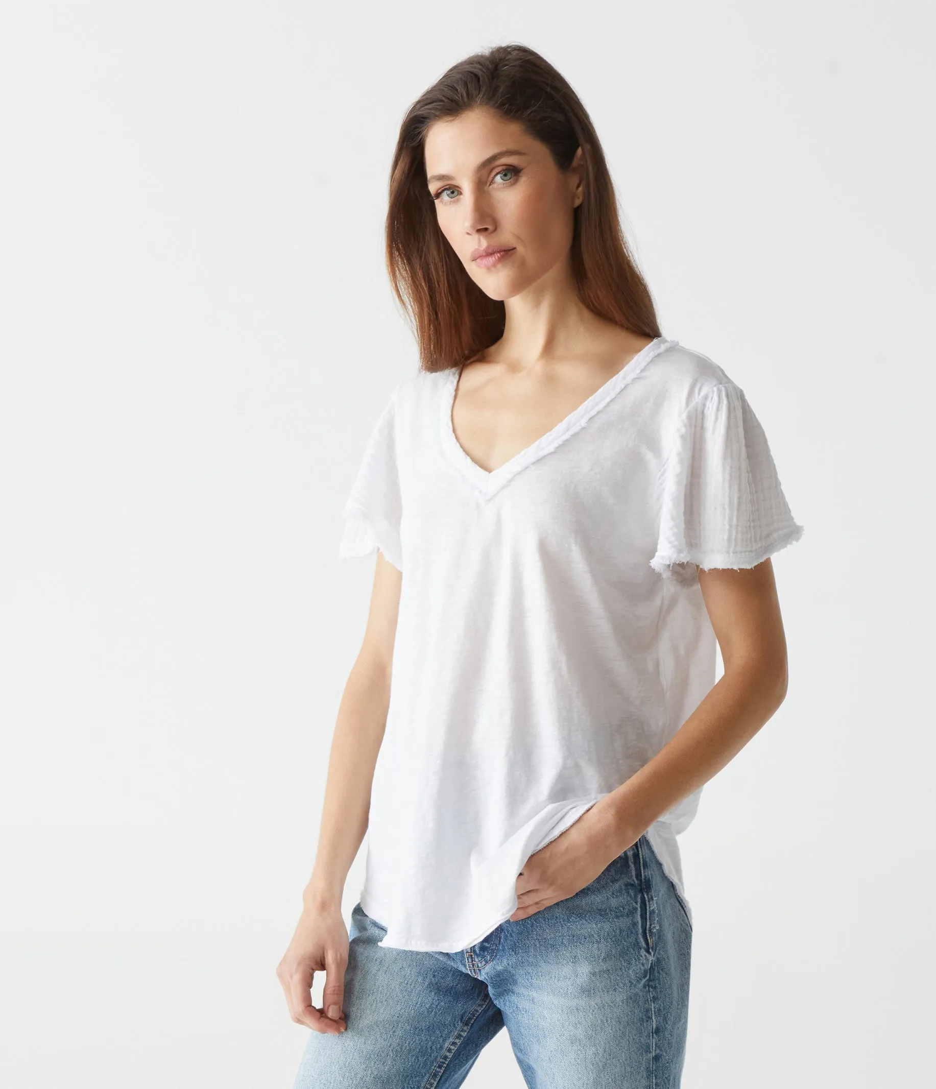 Tate Mixed Fabric Tee sold by Michael Stars product image thumbnail 3