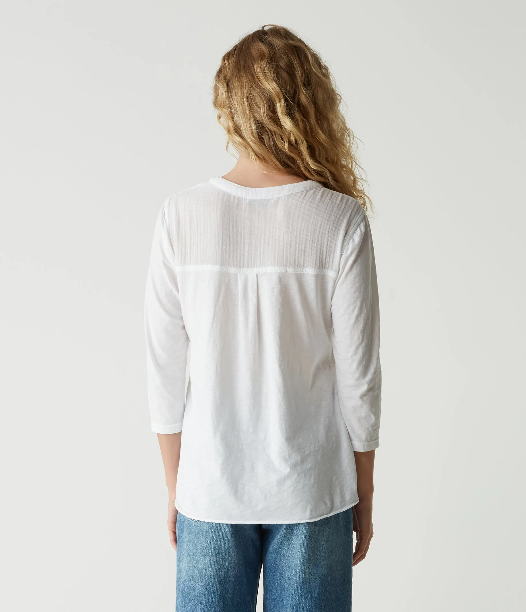 Mabel Mixed Fabric Henley Tee sold by Michael Stars product image thumbnail 5