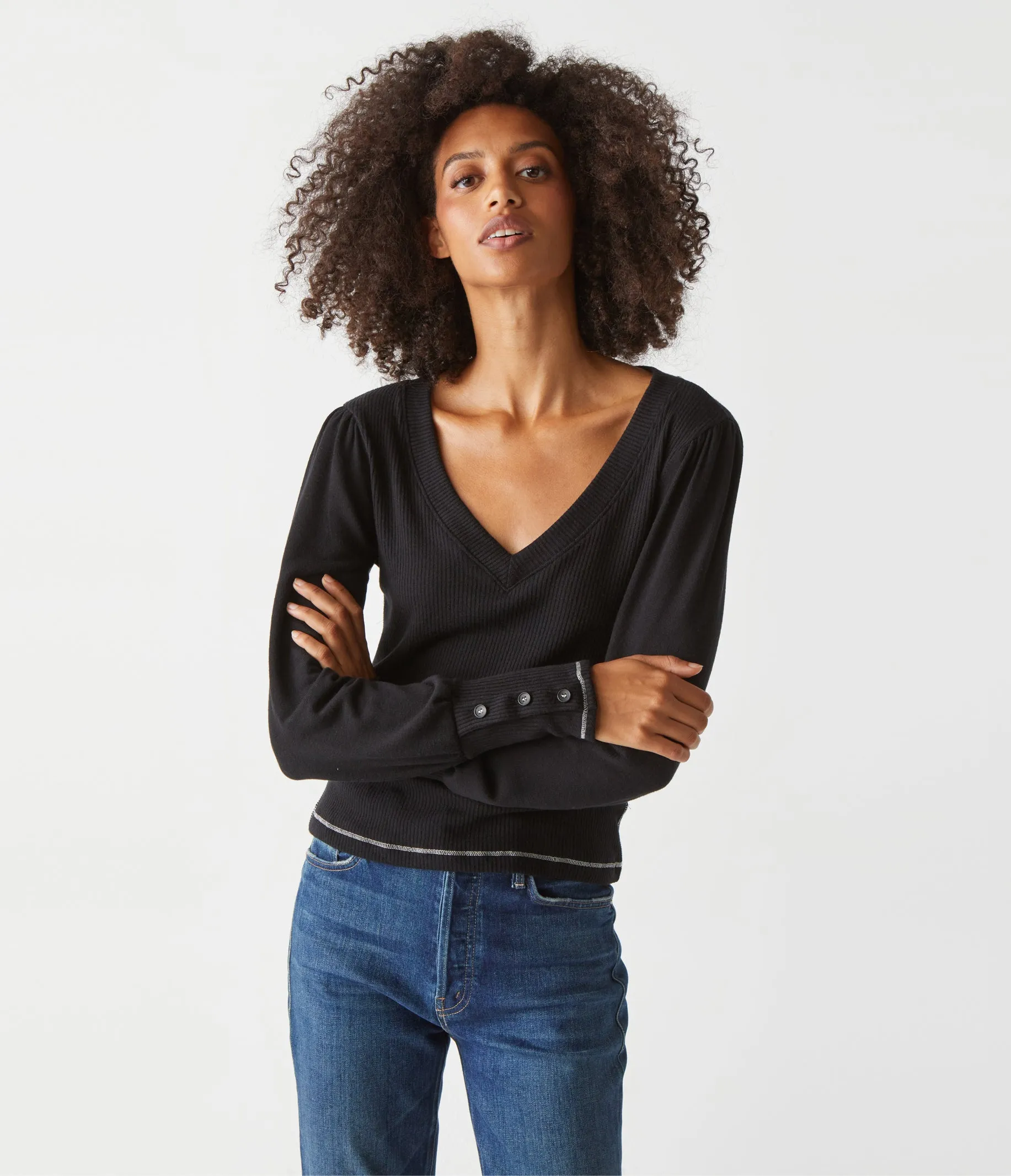 Petra Puff Sleeve Top with Stitching sold by Michael Stars product image thumbnail 5