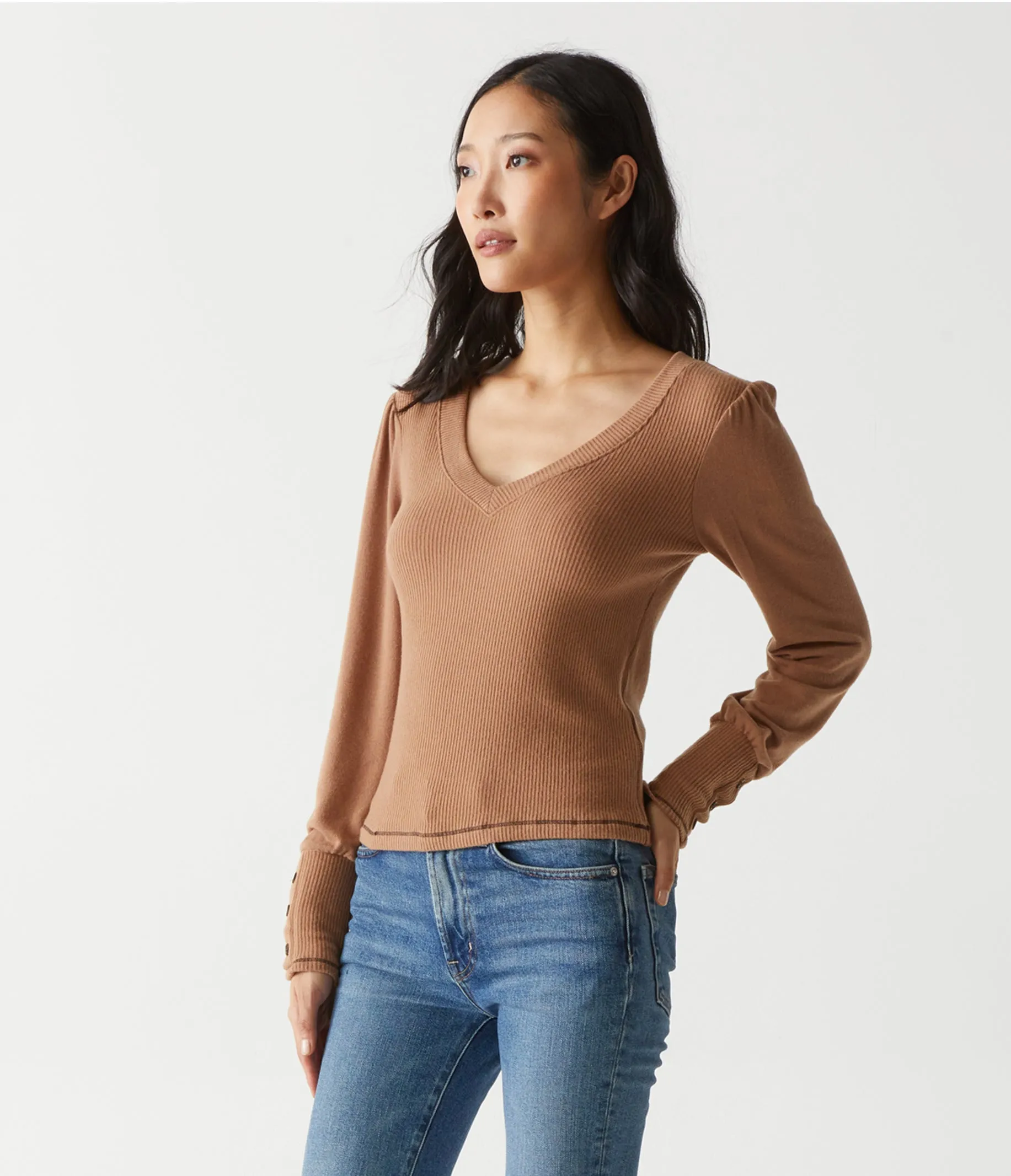 Petra Puff Sleeve Top with Stitching sold by Michael Stars product image thumbnail 3