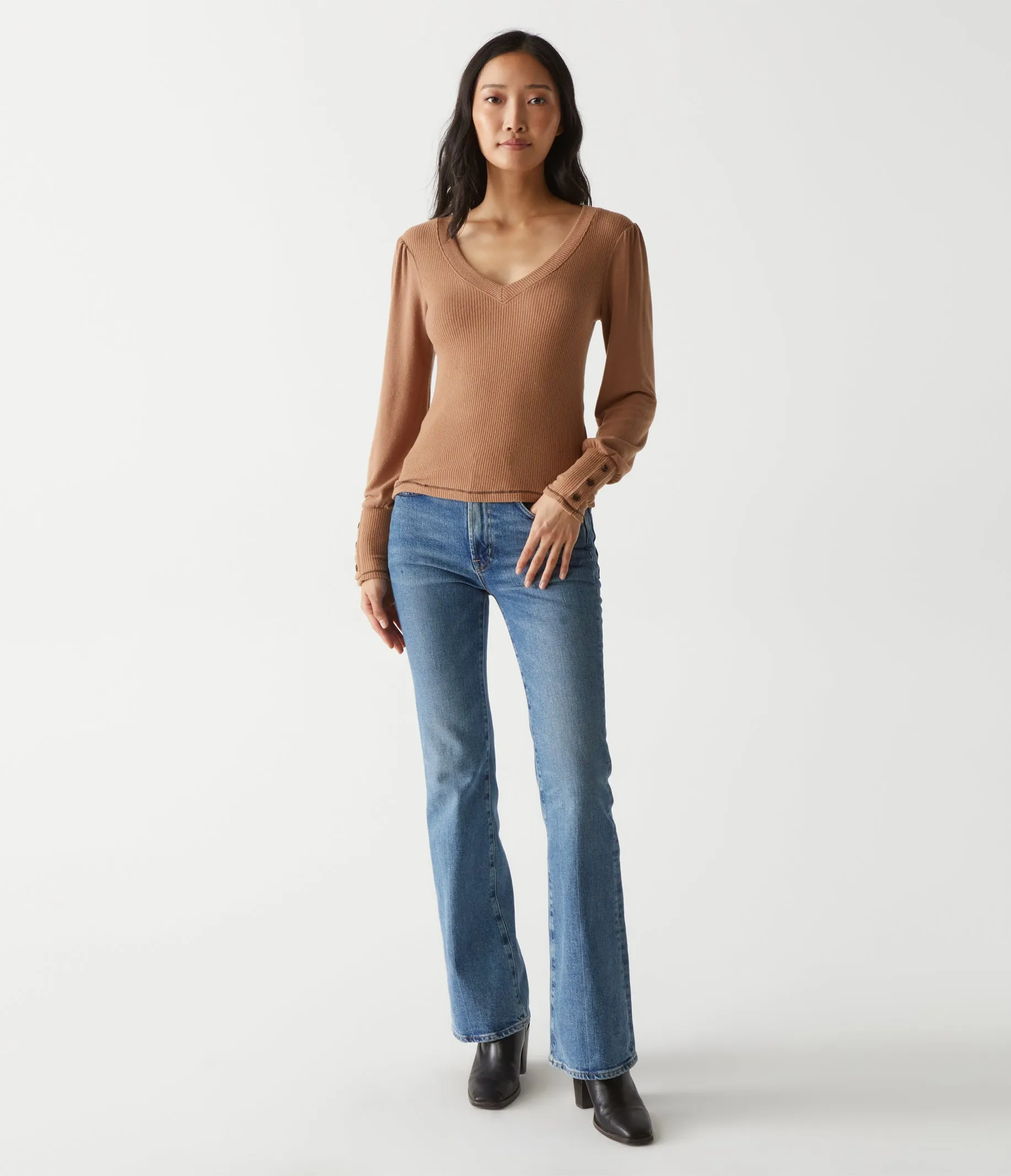 Petra Puff Sleeve Top with Stitching sold by Michael Stars product image thumbnail 2