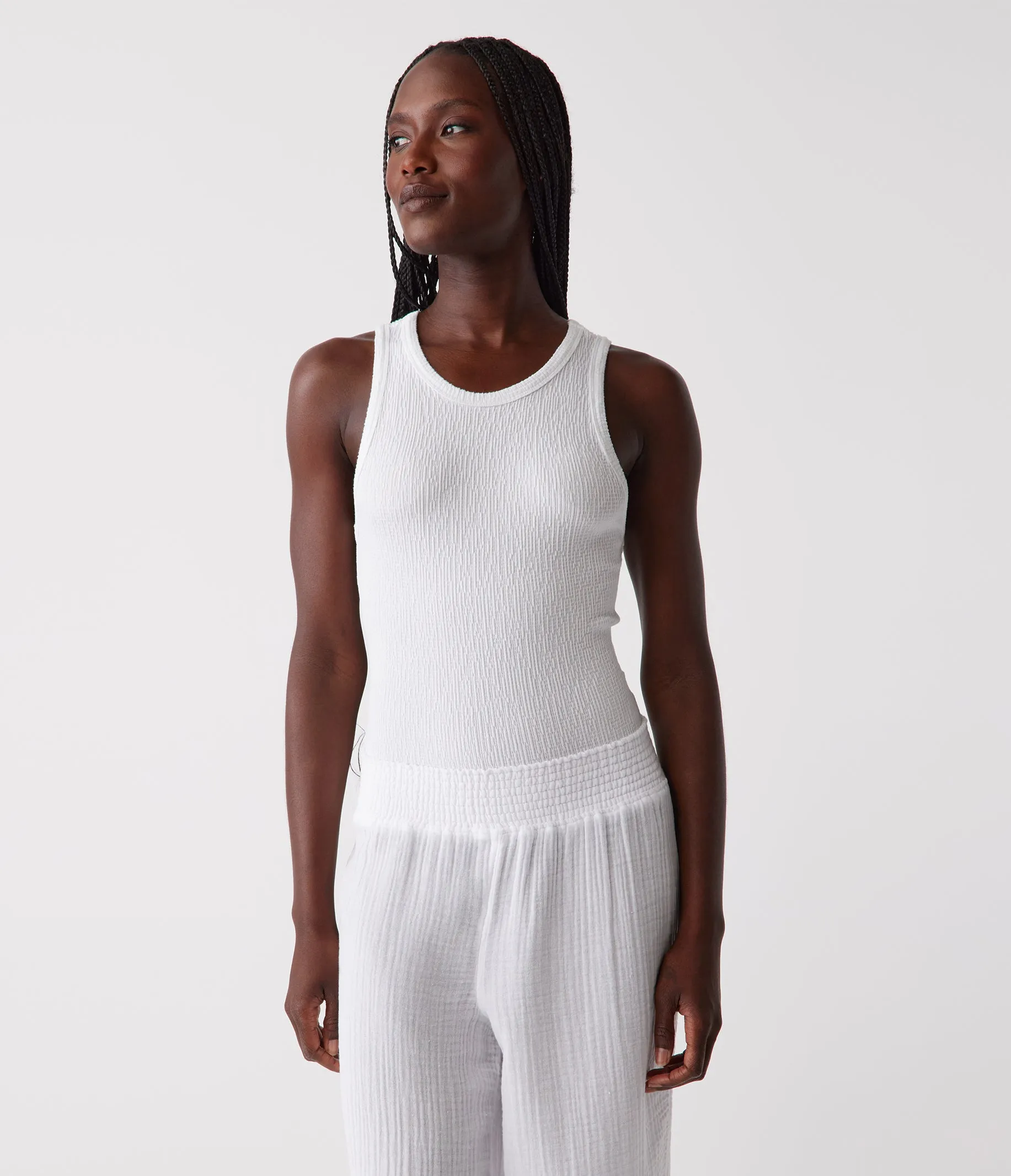 Kira Crinkle Tank sold by Michael Stars