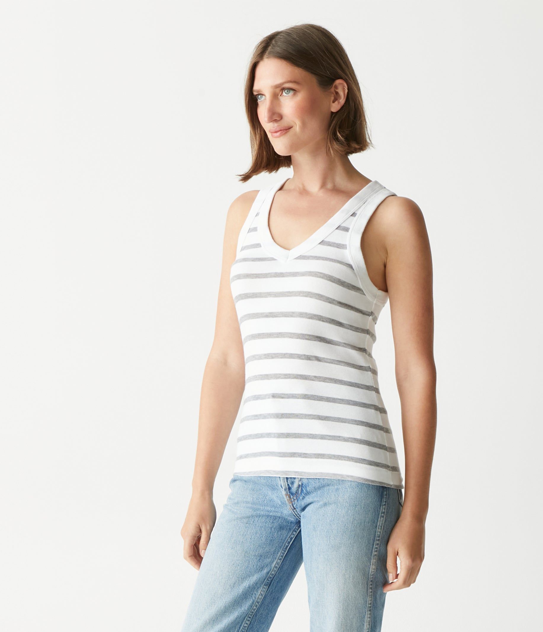 Maya Striped V-Neck Tank sold by Michael Stars product image thumbnail 3