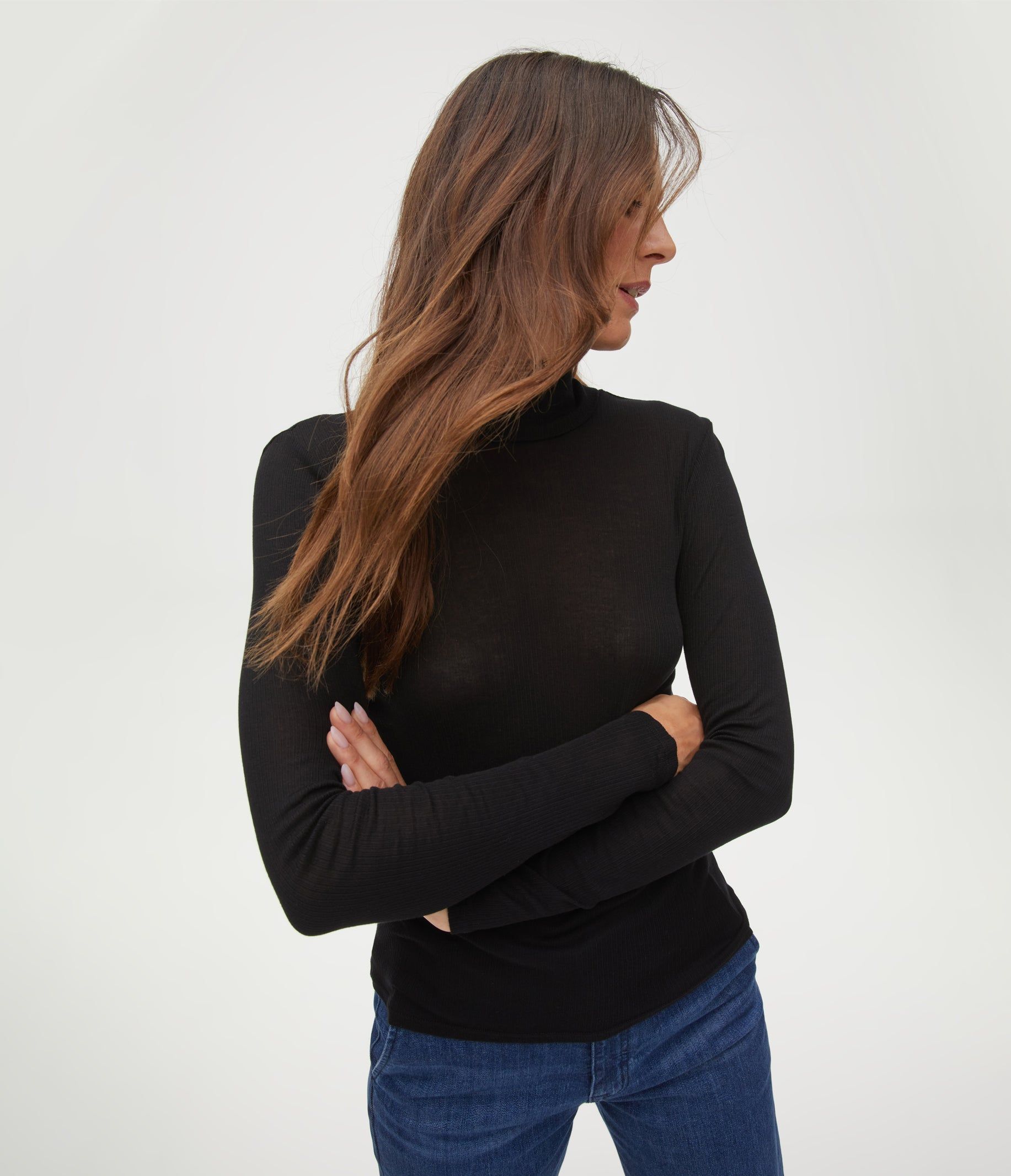 Alanis Ribbed Turtleneck Tee sold by Michael Stars product image thumbnail 25