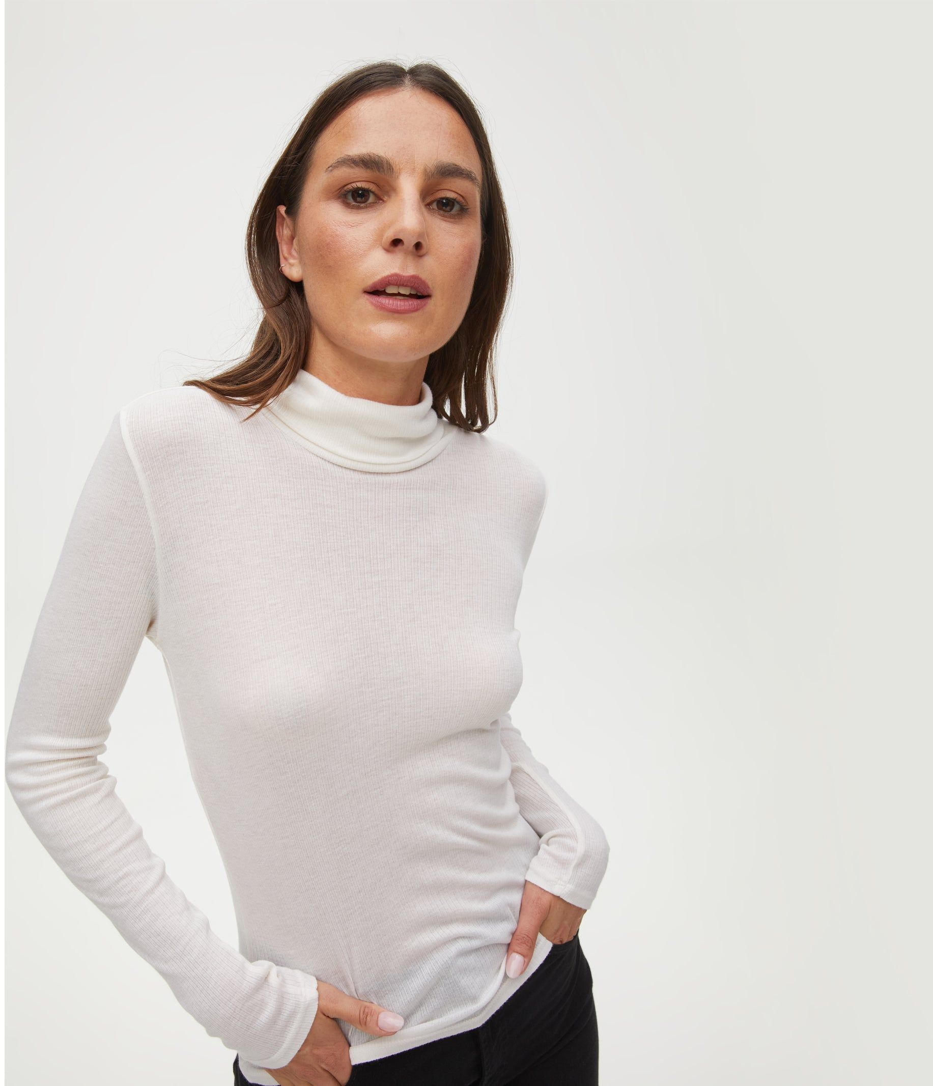 Alanis Ribbed Turtleneck Tee sold by Michael Stars product image thumbnail 5