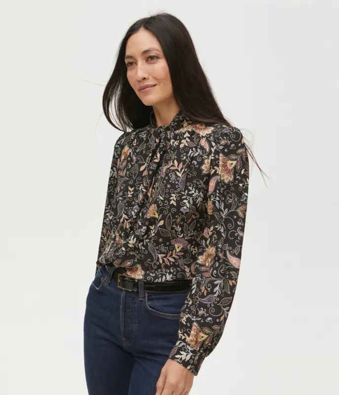 Alexei Paisley Tie Neck Top made by Michael Stars