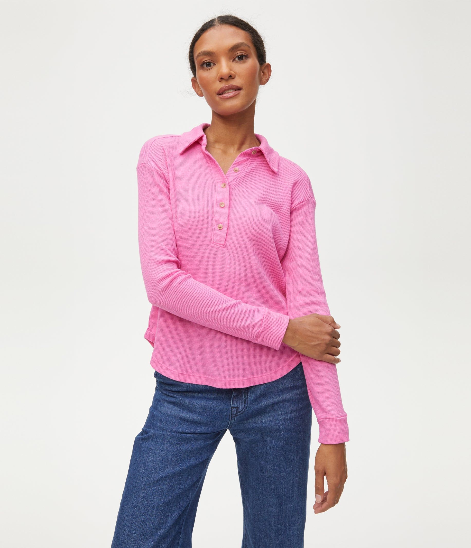 Amina Thermal Polo Tee sold by Michael Stars product image thumbnail 6