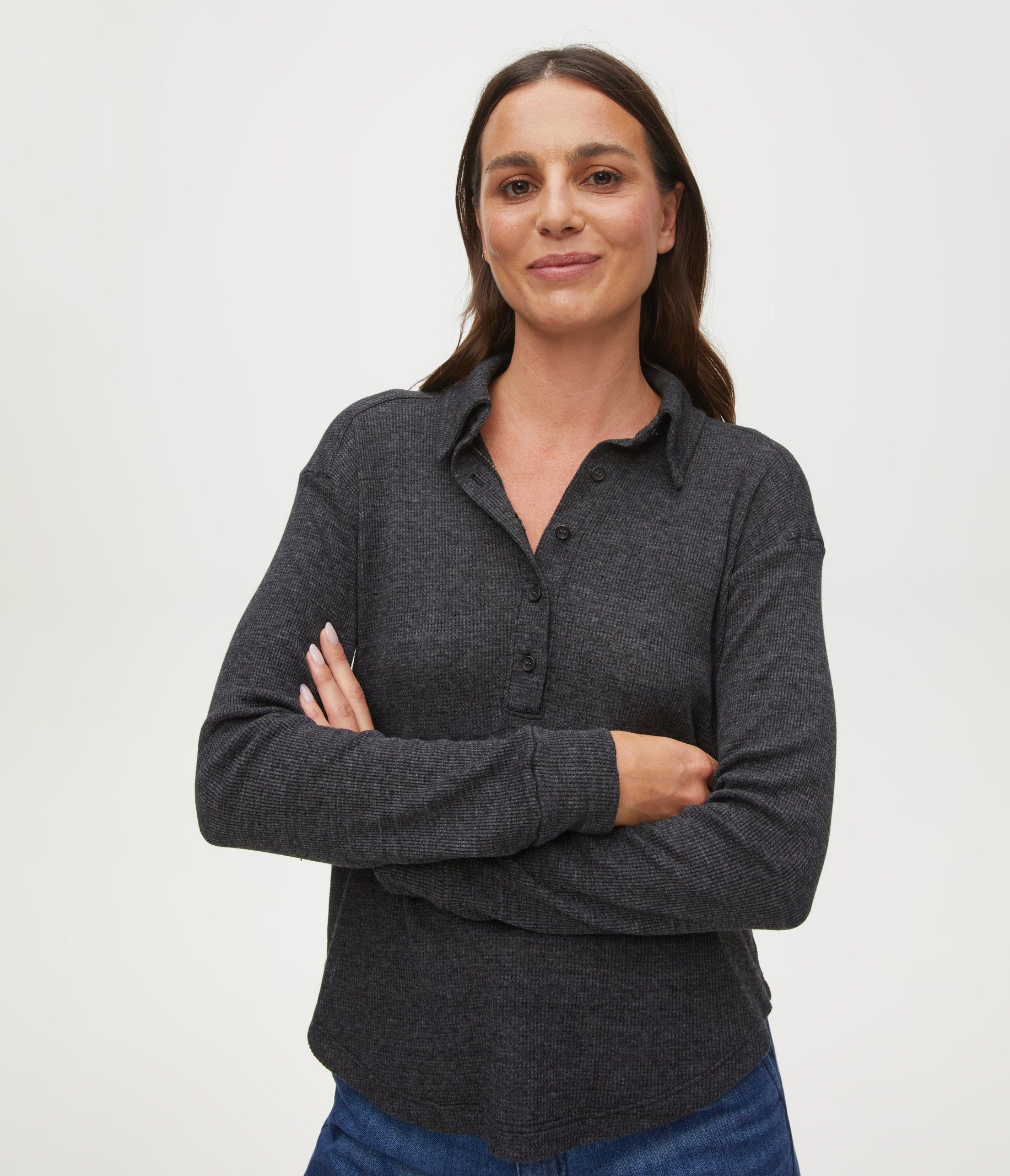 Amina Thermal Polo Tee sold by Michael Stars