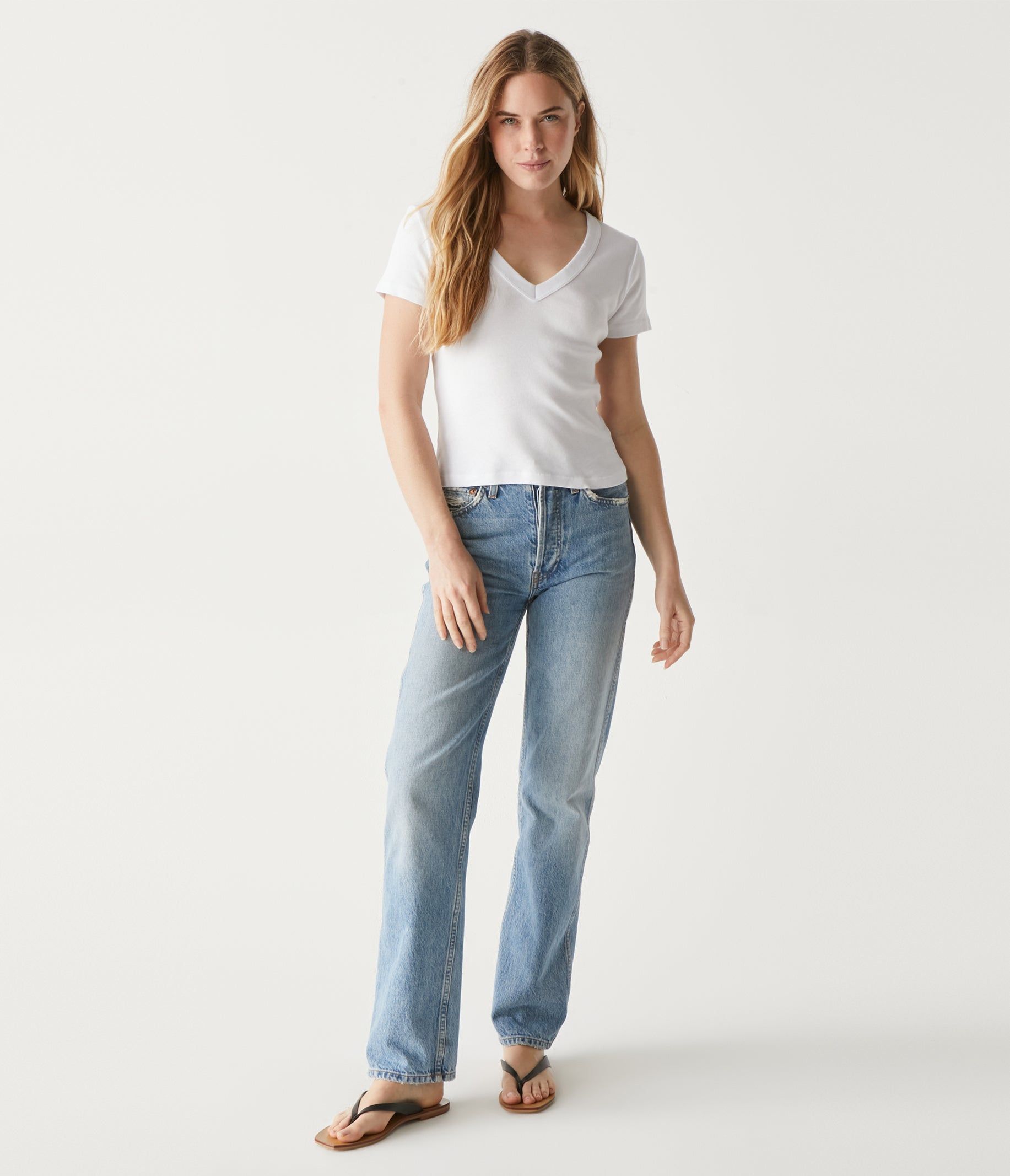 Luce Cropped V-Neck Tee sold by Michael Stars product image thumbnail 2