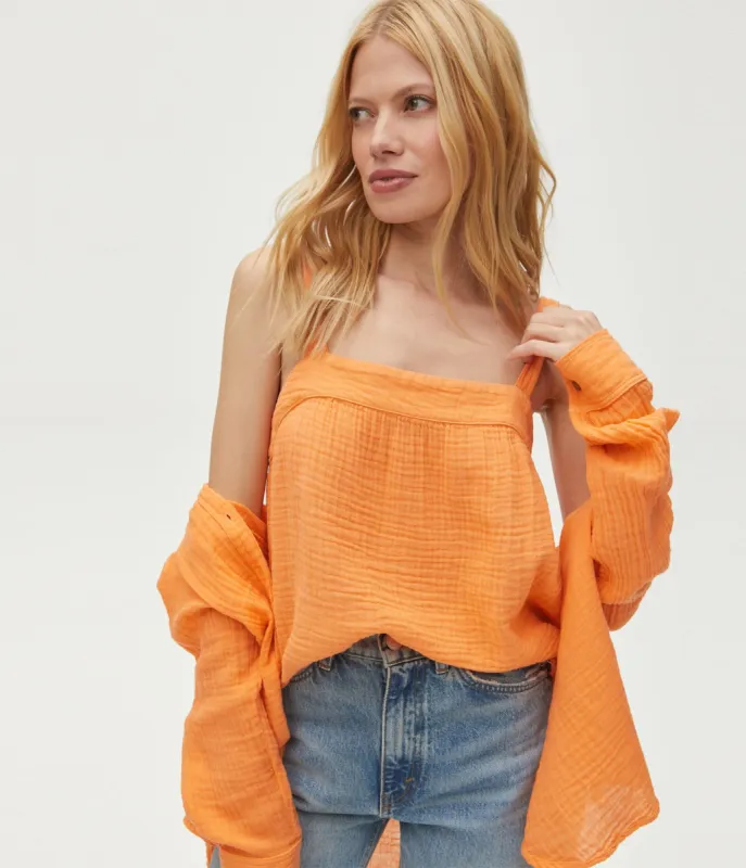 Tamara Gauze Square Neck Tank sold by Michael Stars