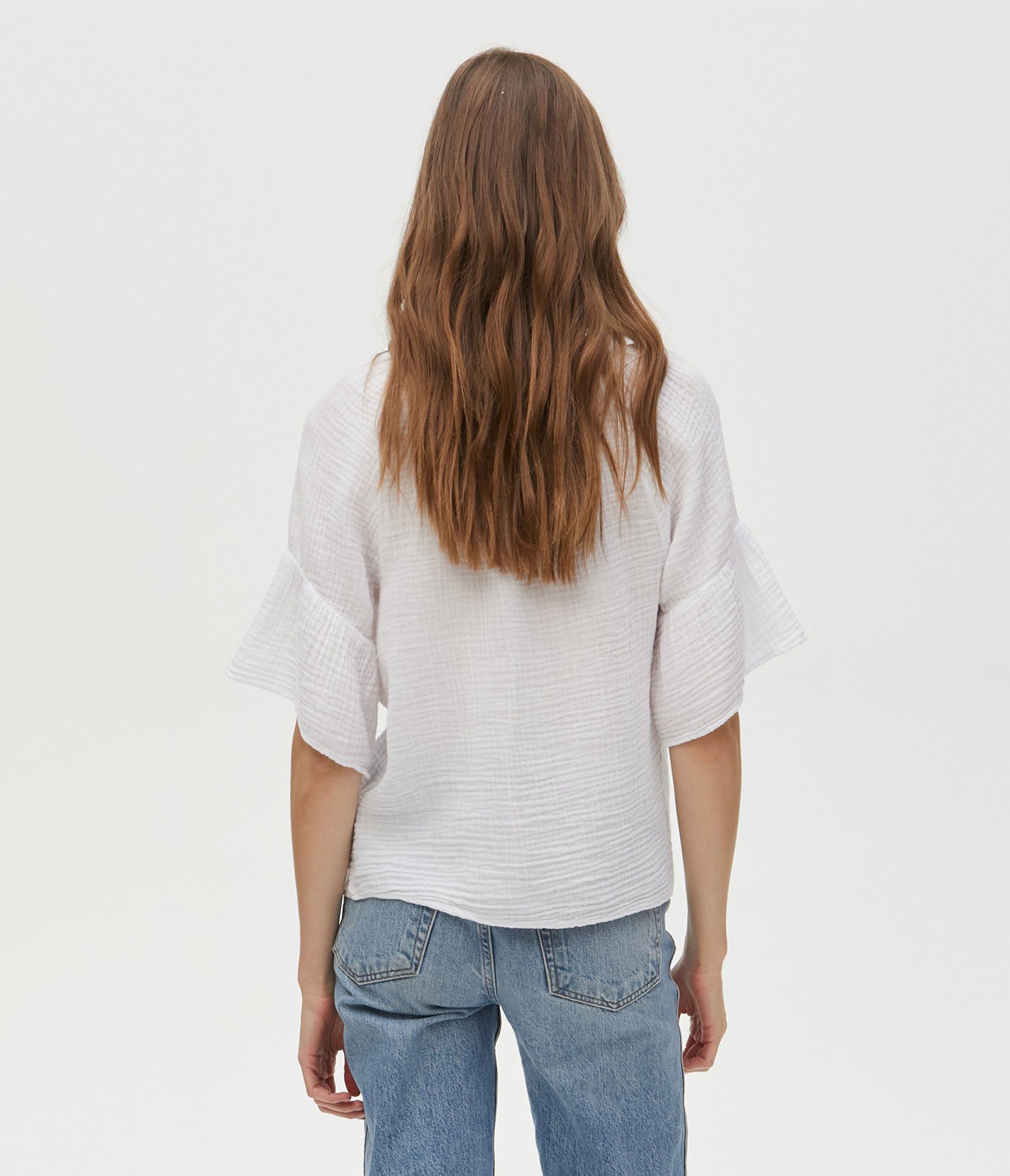 Savannah Gauze Top with Flutter Sleeves sold by Michael Stars product image thumbnail 4