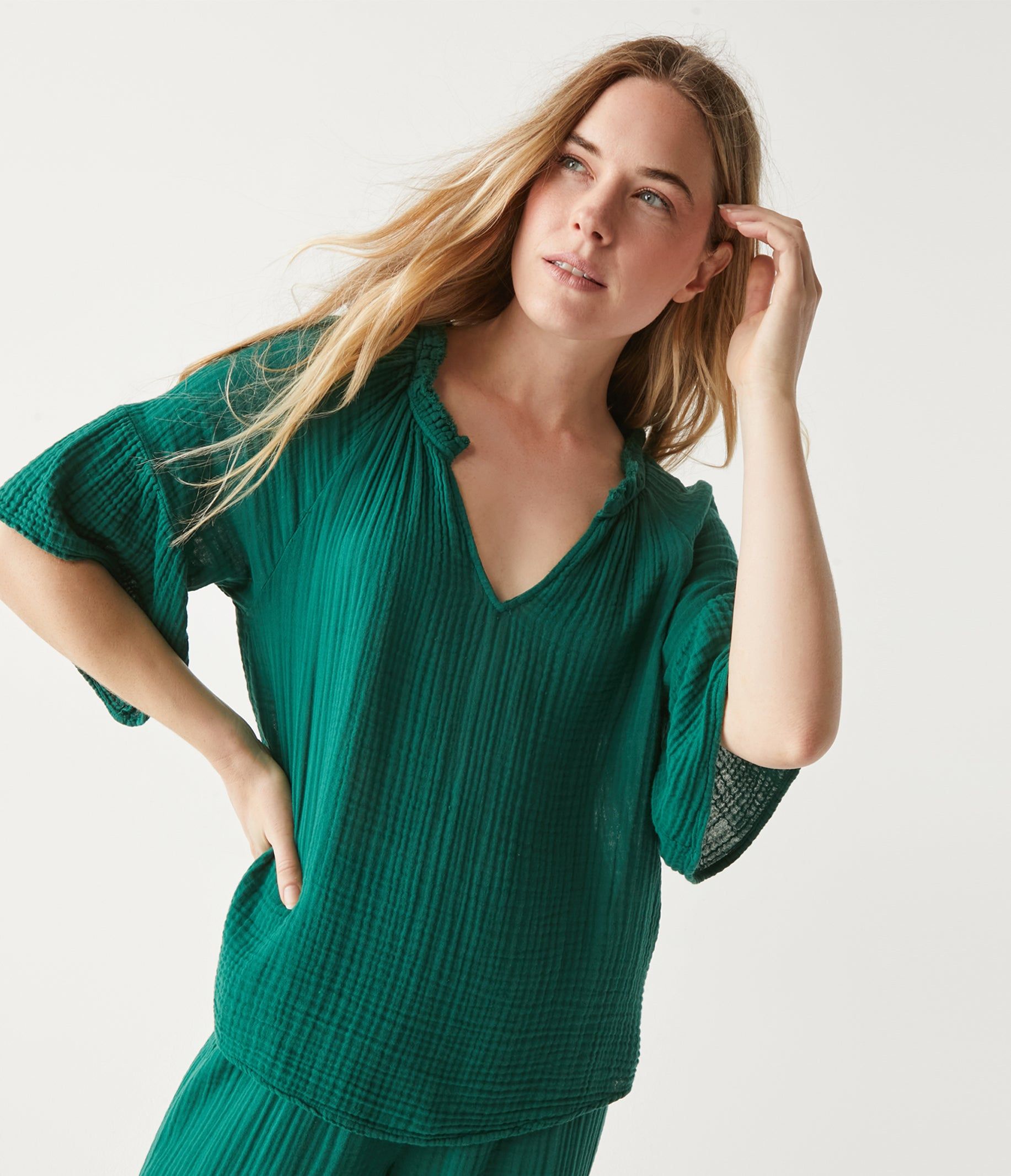 Savannah Gauze Top with Flutter Sleeves sold by Michael Stars product image thumbnail 5