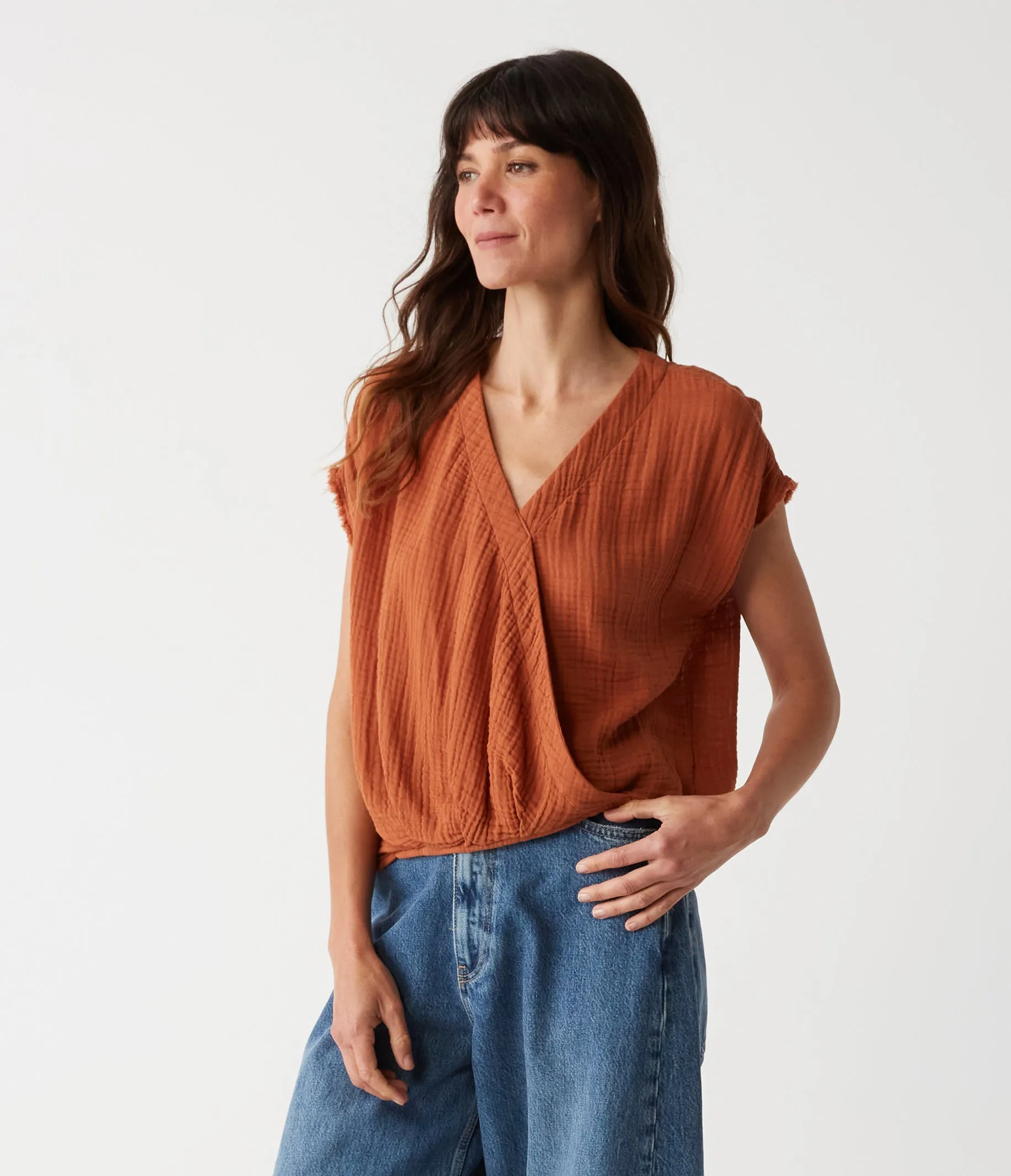 Evie Gauze Surplice Top sold by Michael Stars product image thumbnail 3