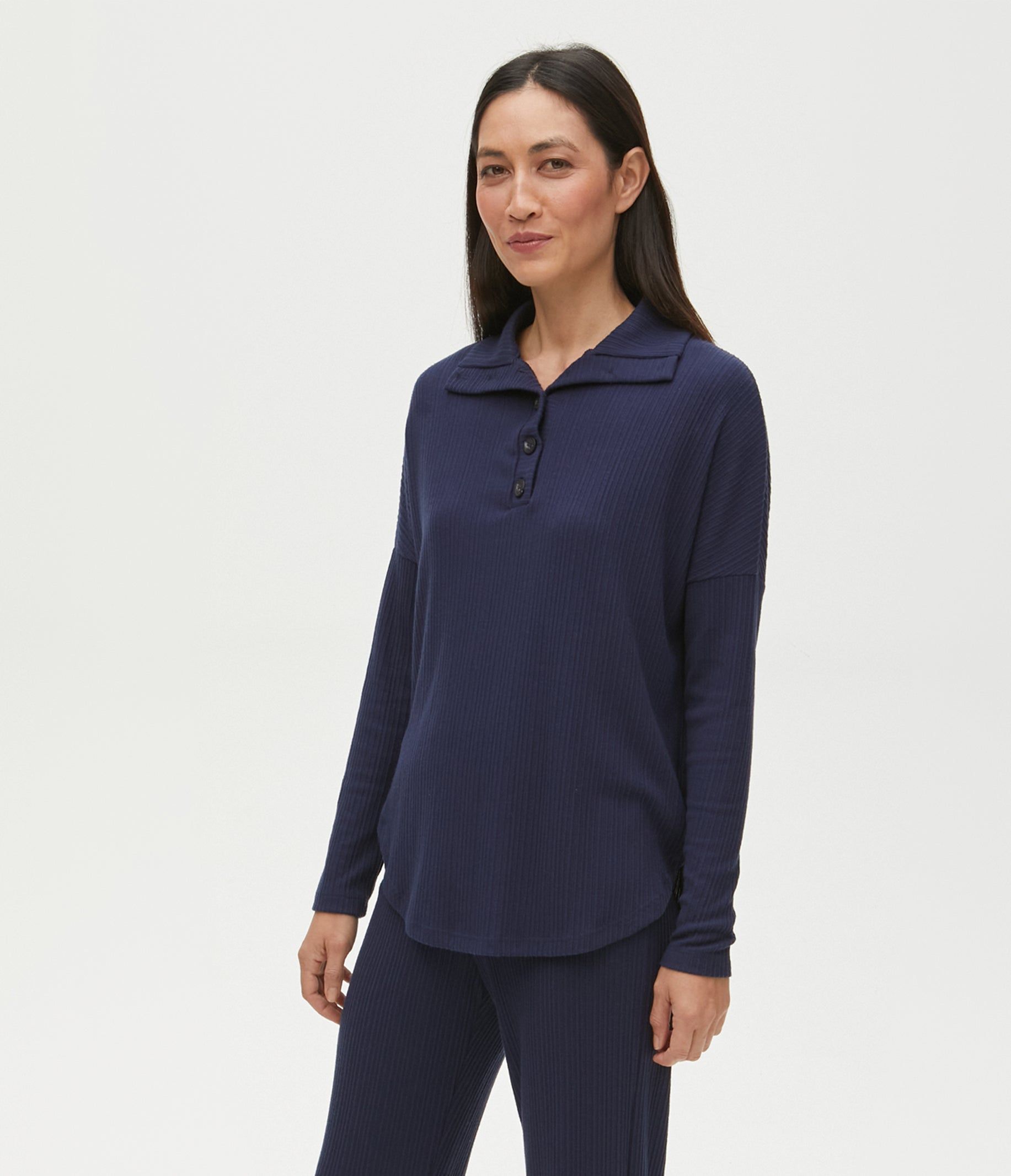 Luca Ribbed Henley Top sold by Michael Stars product image thumbnail 3