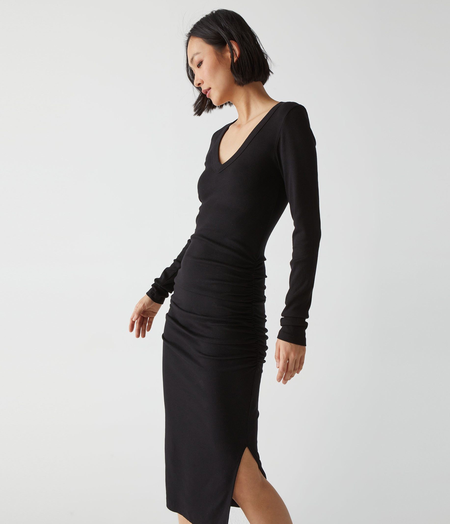 Nova Ribbed V-Neck Dress sold by Michael Stars
