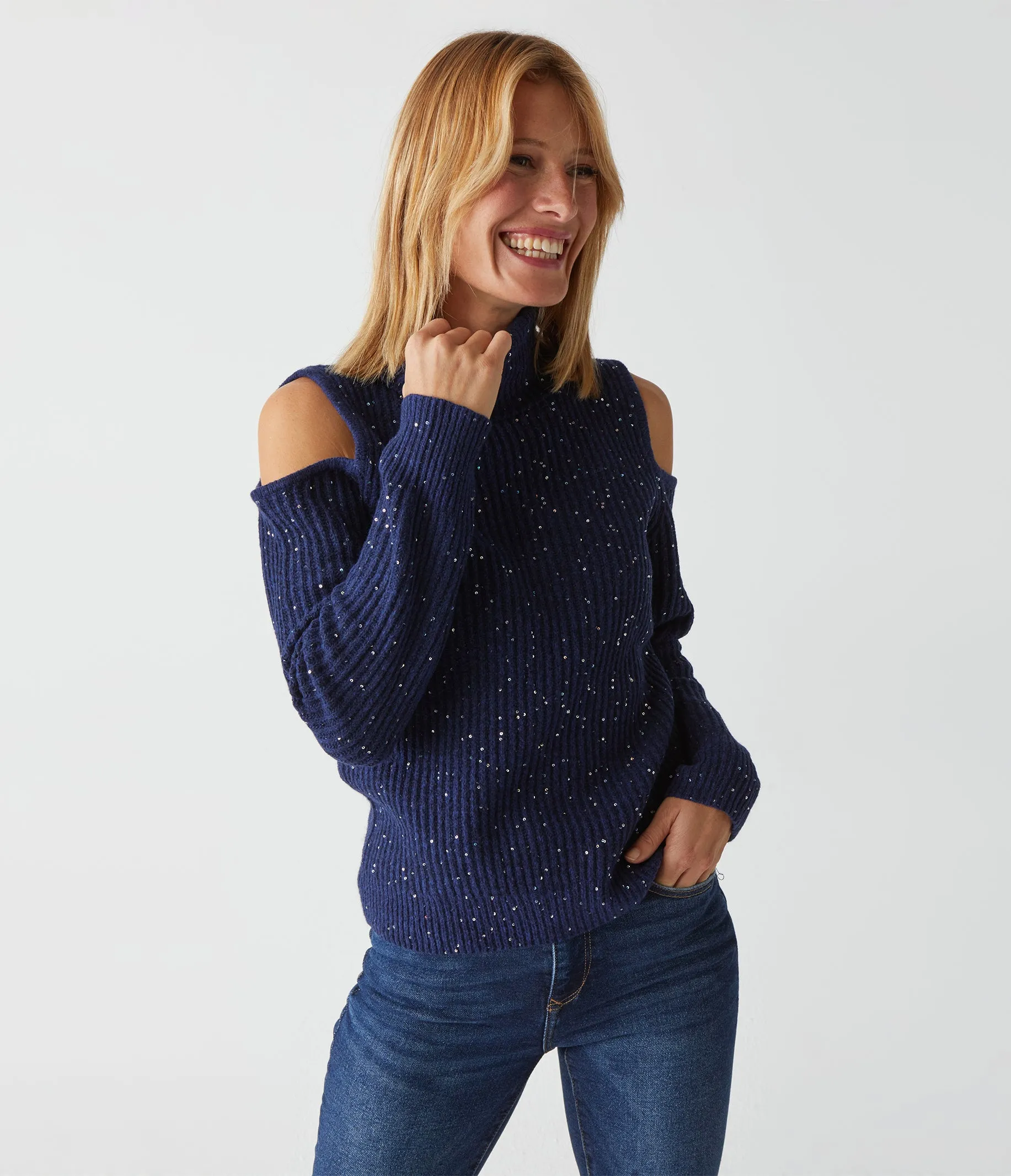 Elisabeth Cold Shoulder Sequin Sweater sold by Michael Stars product image thumbnail 5