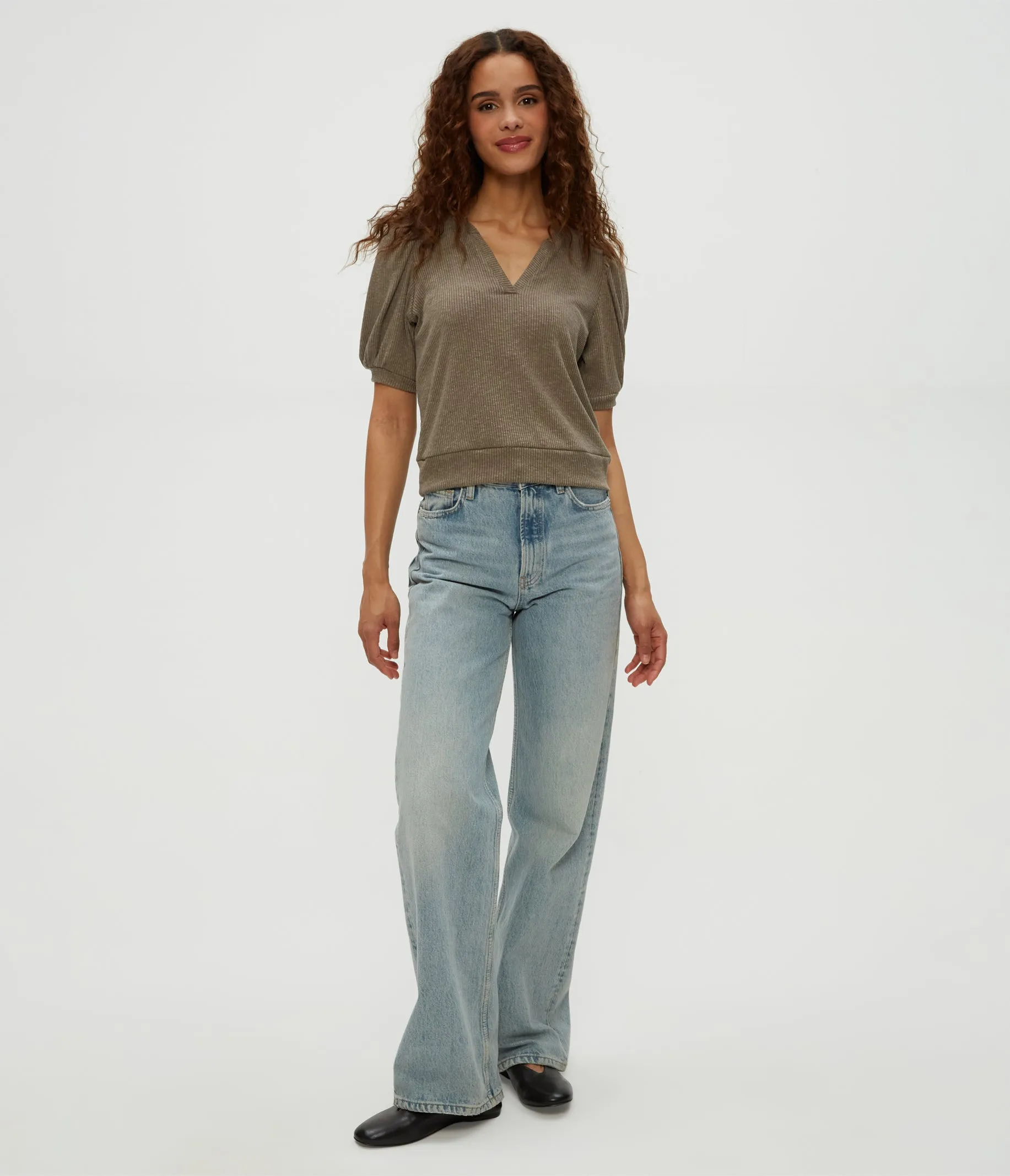 Quinn Puff Sleeve Ribbed Top sold by Michael Stars product image thumbnail 2