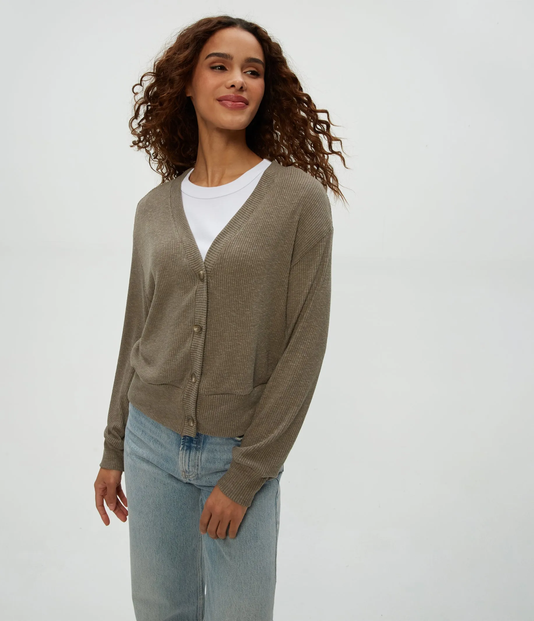 Isla V-Neck Ribbed Cardigan sold by Michael Stars product image thumbnail 4