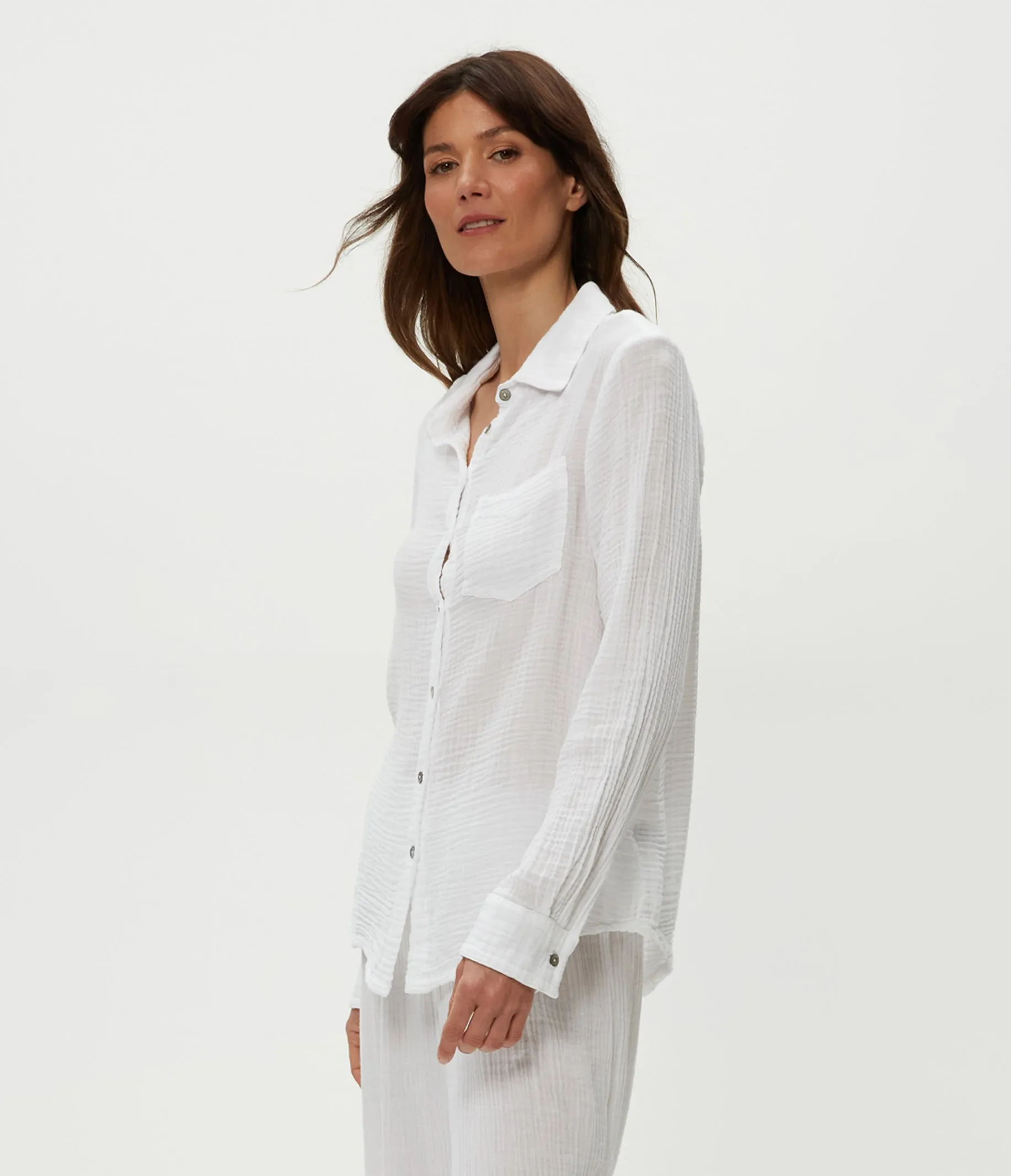 Ernie Gauze Button Down Shirt sold by Michael Stars product image thumbnail 4