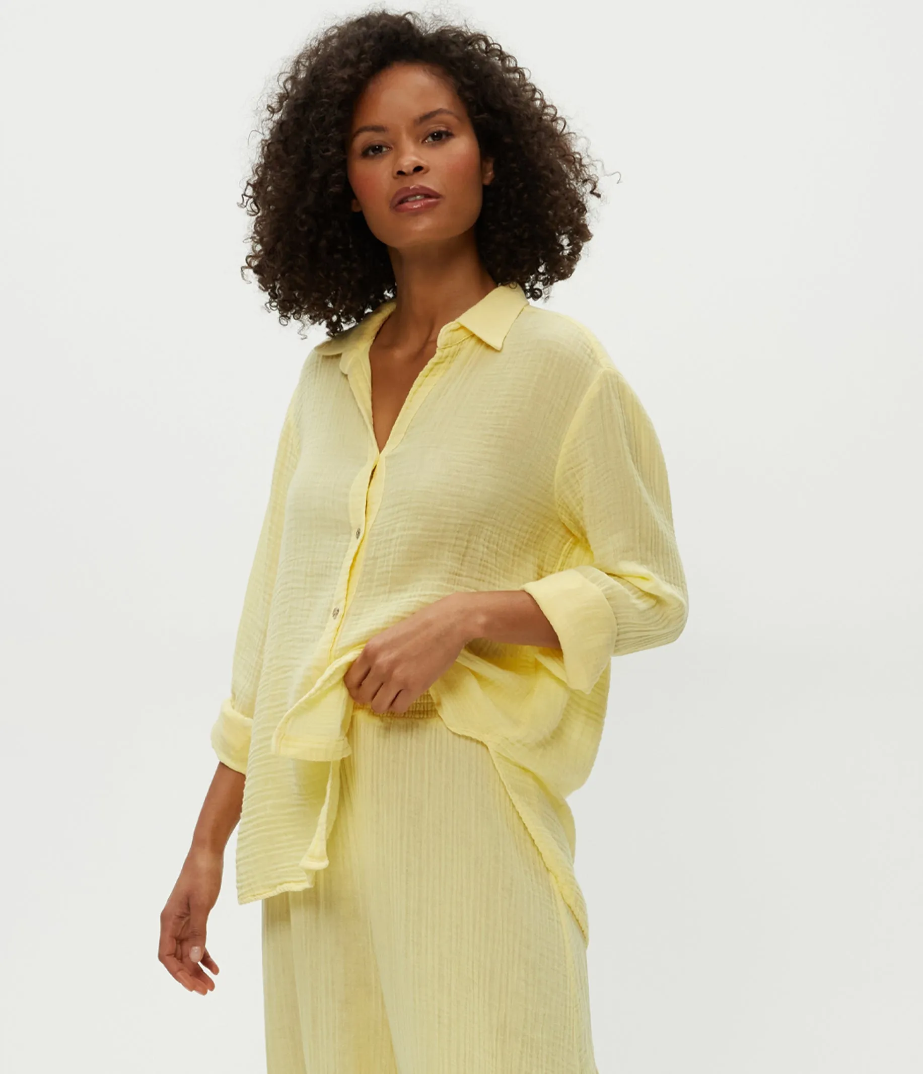 Petite Leo Gauze Button Down Shirt sold by Michael Stars product image thumbnail 3