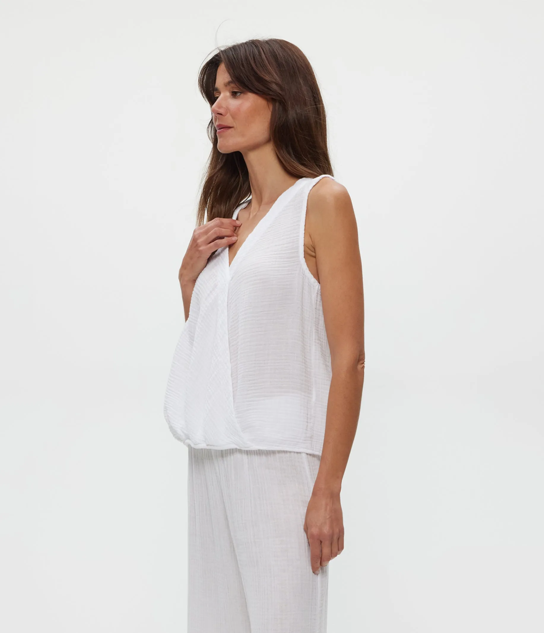 Kate Gauze Surplice Tank sold by Michael Stars product image thumbnail 3