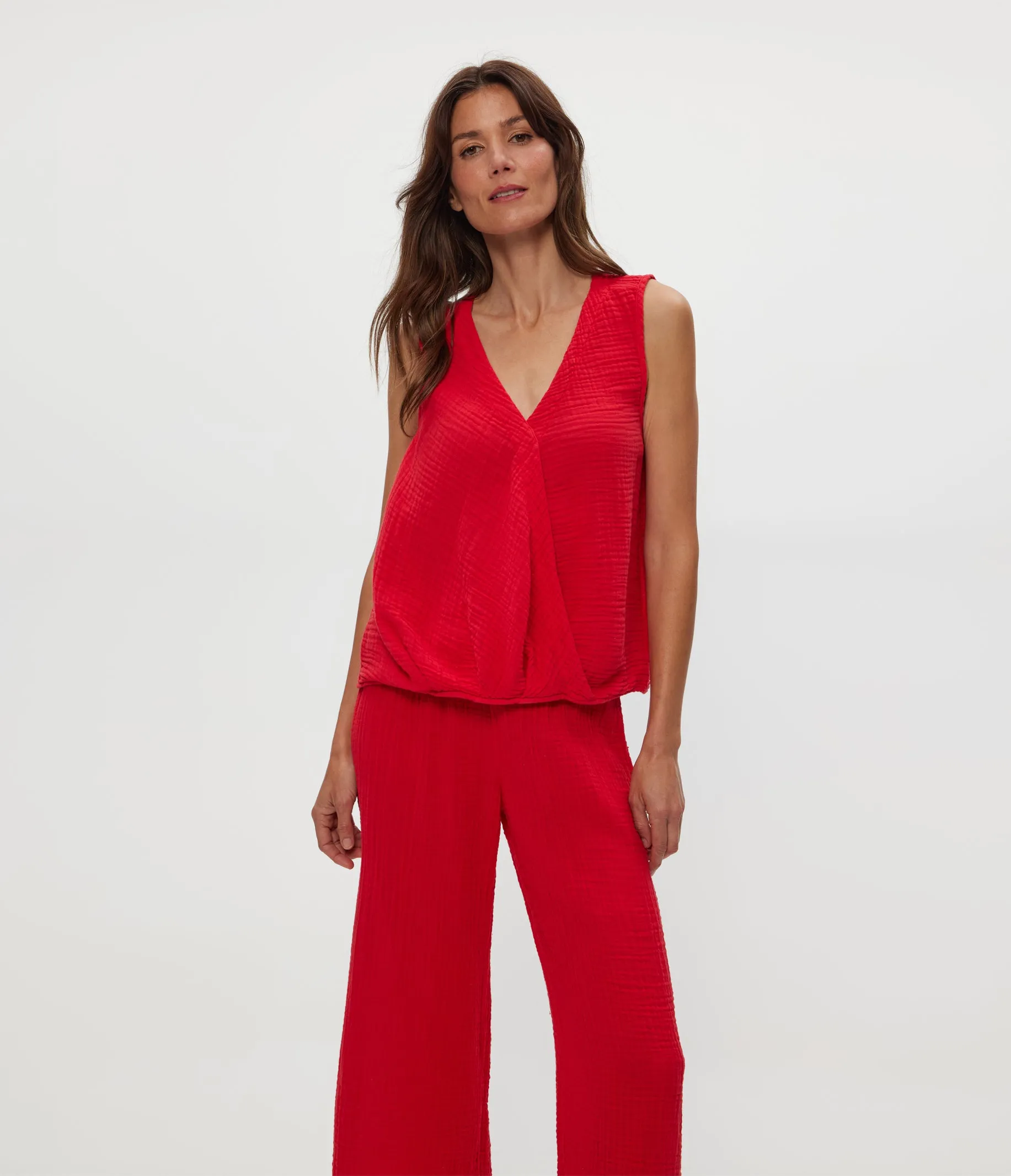 Kate Gauze Surplice Tank sold by Michael Stars product image thumbnail 5