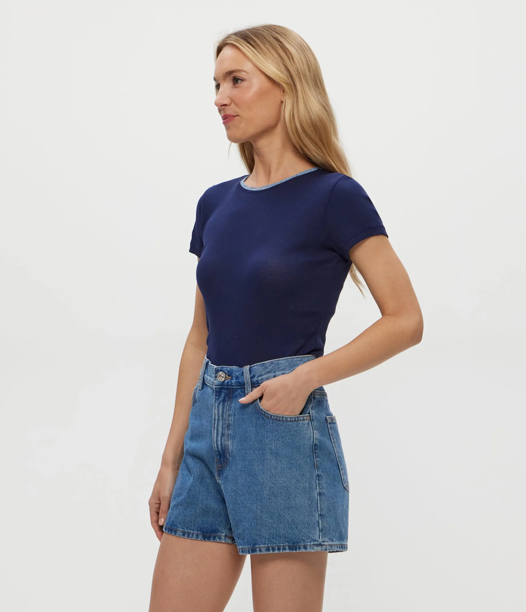 Paisley Supima Rib Lace Tee sold by Michael Stars product image thumbnail 3