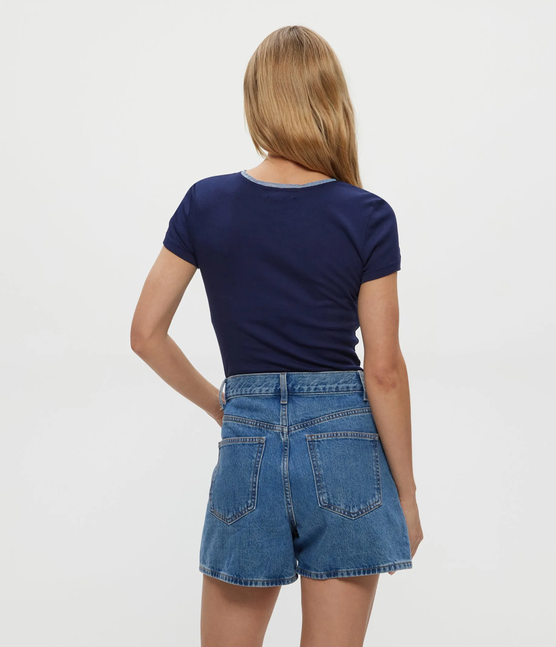 Paisley Supima Rib Lace Tee sold by Michael Stars product image thumbnail 4