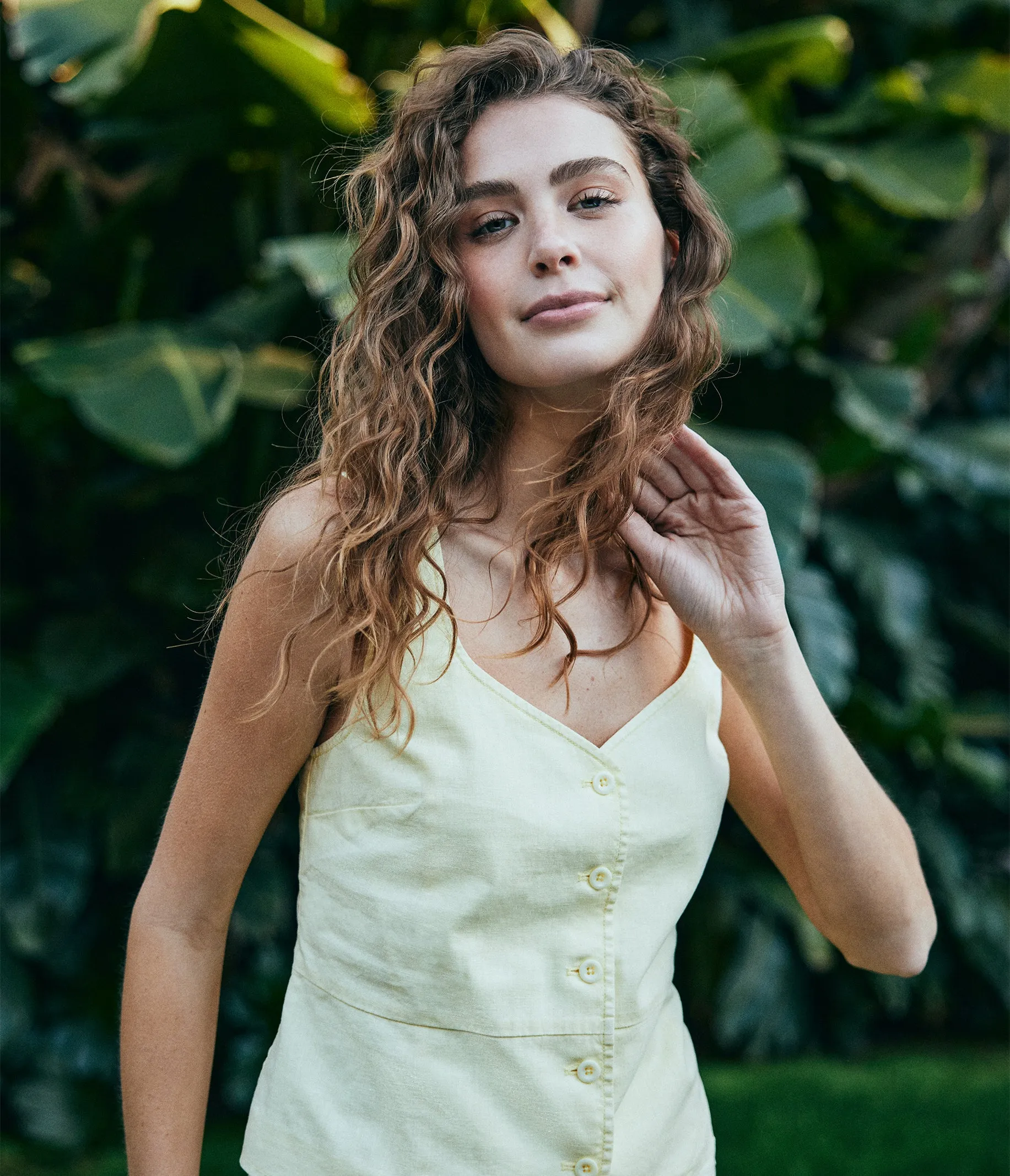 Honey Linen Button Up Vest sold by Michael Stars